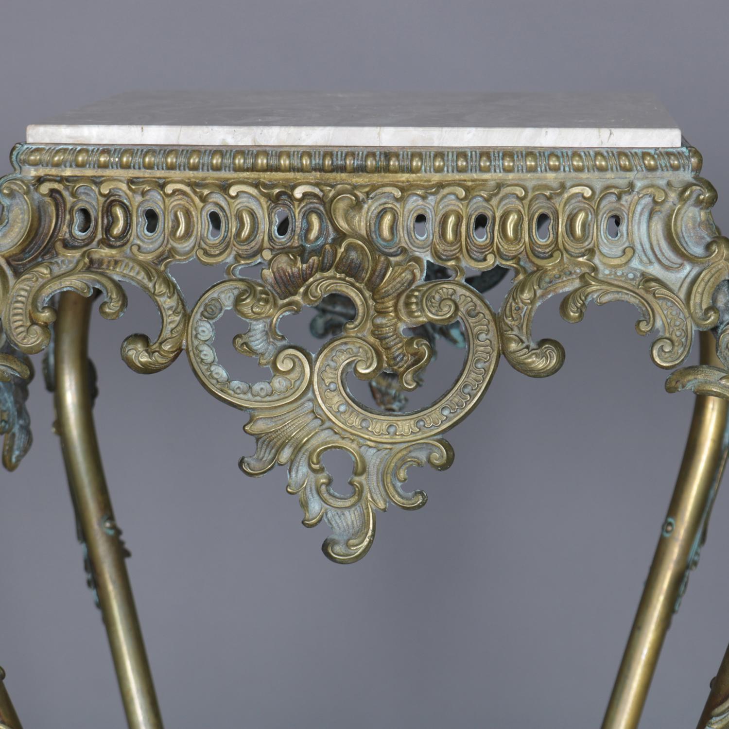 Antique French Rococo Gilt Bronze and Marble Plant Stand, circa 1890 In Good Condition In Big Flats, NY