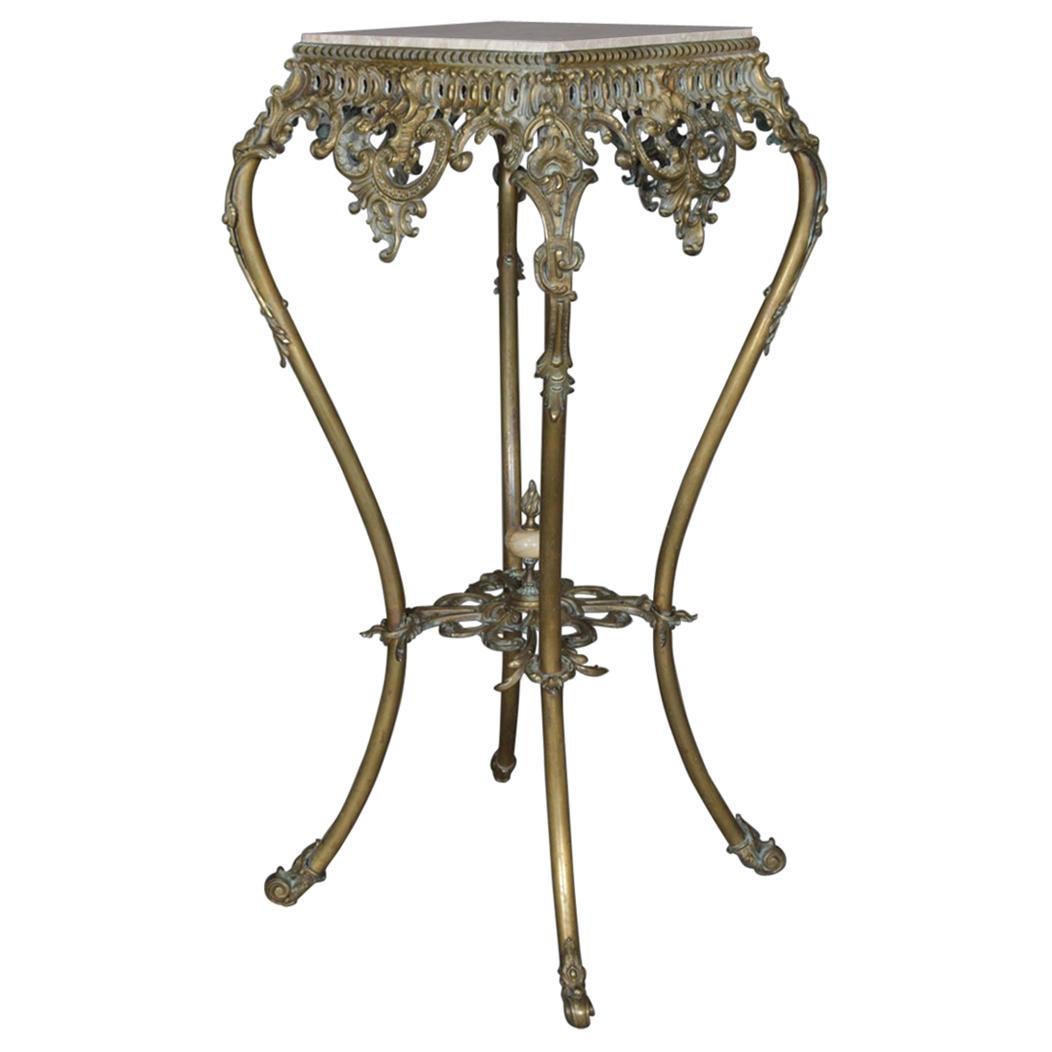 Antique French Rococo Gilt Bronze and Marble Plant Stand, circa 1890