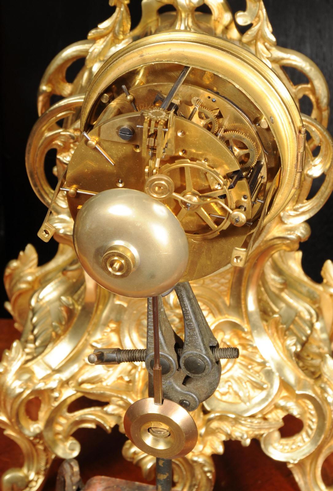 Antique French Rococo Gilt Bronze Clock Set by Verger Freres of Paris 11
