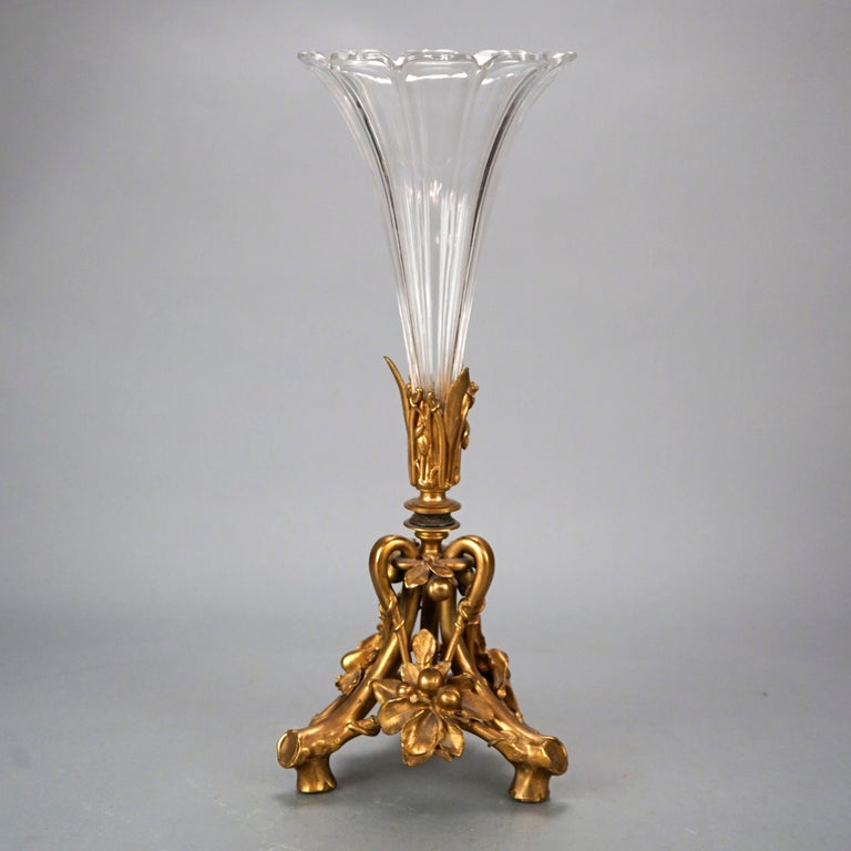Antique French Rococo Gilt Bronze and Crystal Branch Form Epergne Vase ...