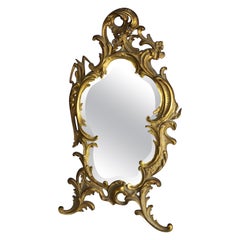 Antique French Rococo Gilt Bronze Table Top Mirror, circa 1890