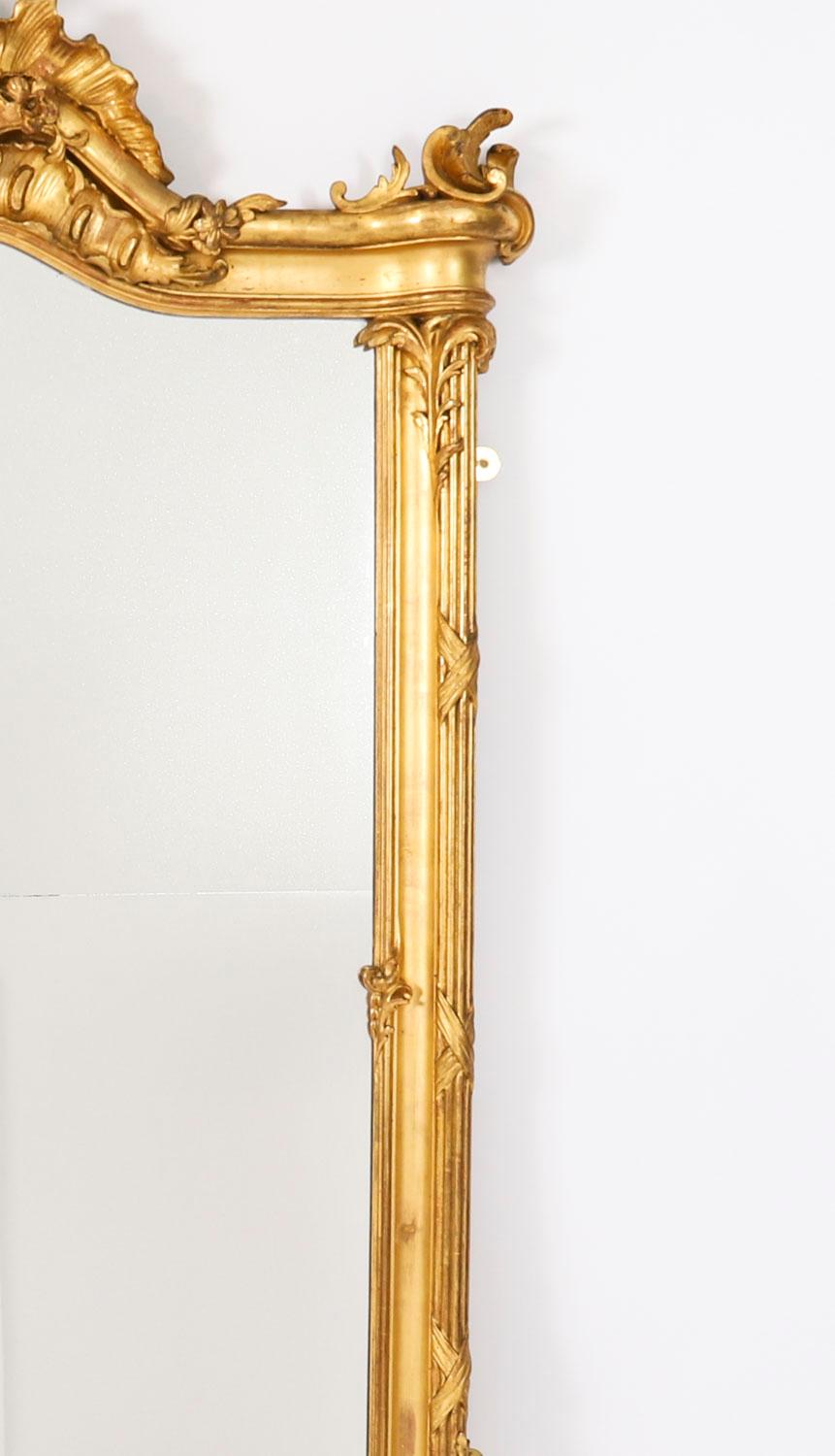 Antique French Rococo Giltwood Wall Mirror 19th Century For Sale 7