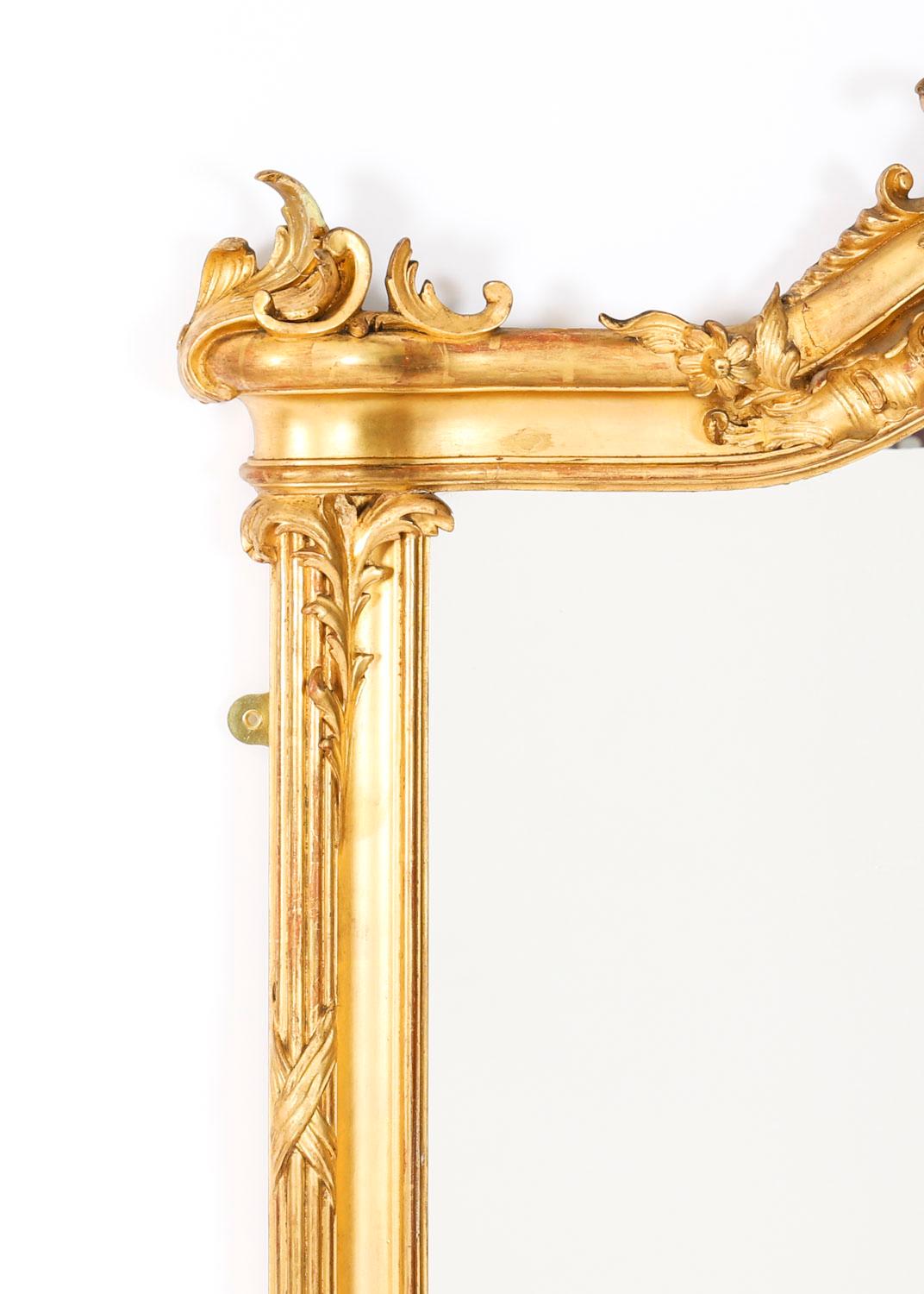 Antique French Rococo Giltwood Wall Mirror 19th Century For Sale 1