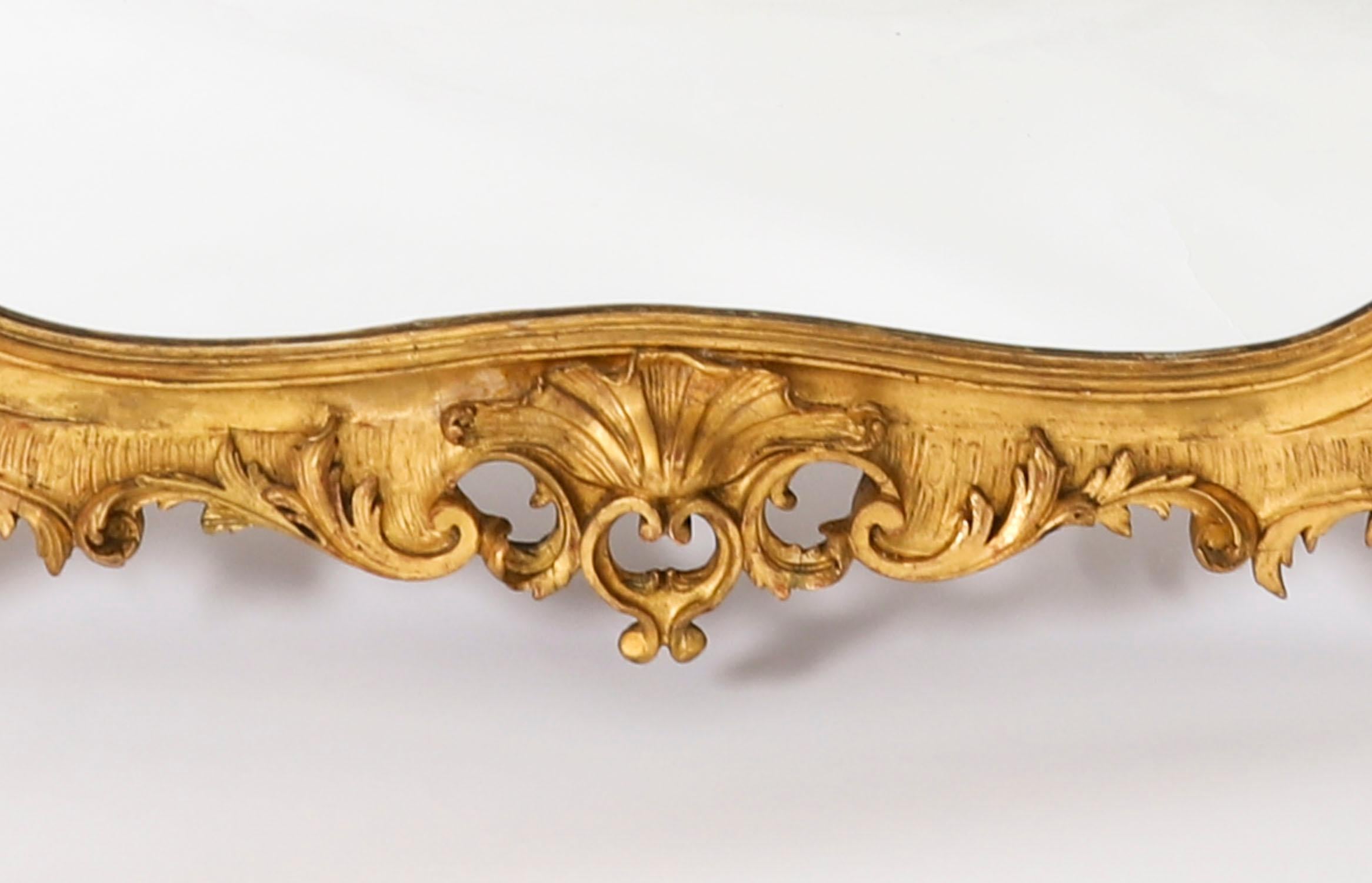 Antique French Rococo Giltwood Wall Mirror 19th Century For Sale 6