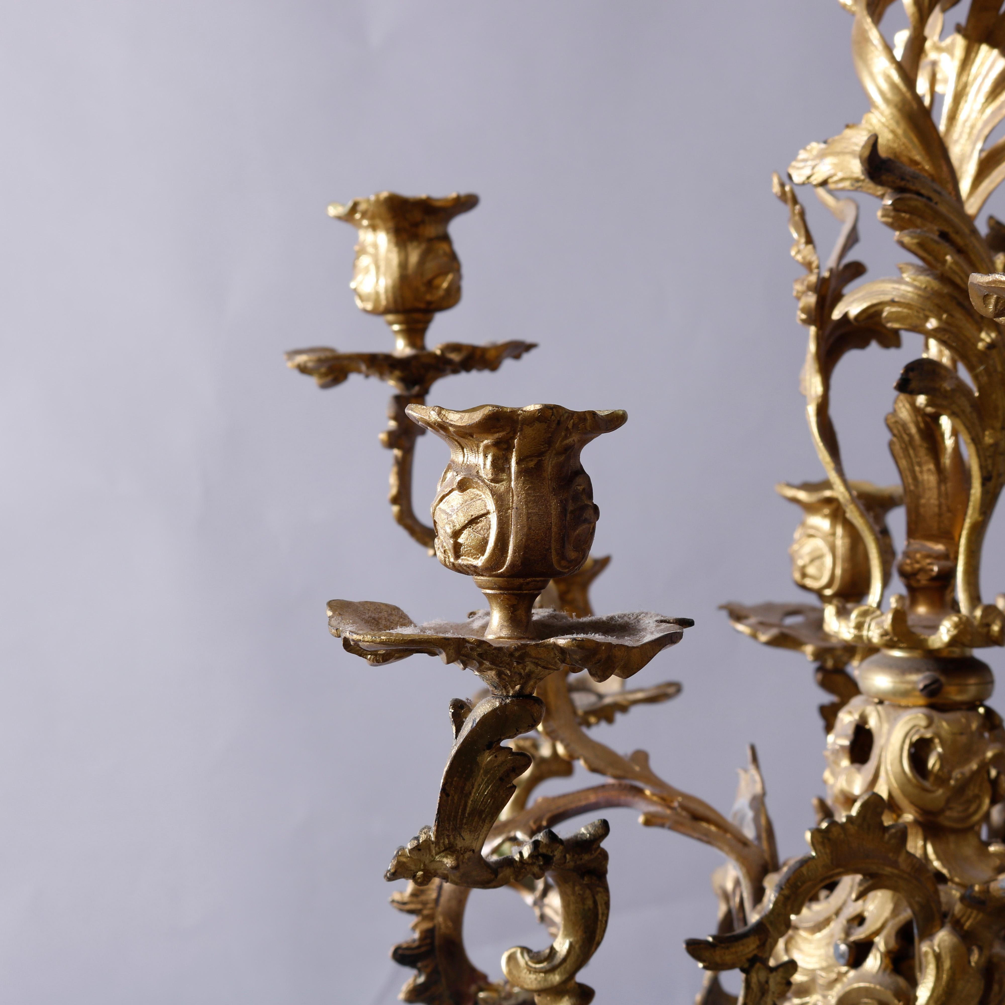 Antique French Rococo Louis XIV Style Gilt Bronze Candelabra Chandelier c1890 2