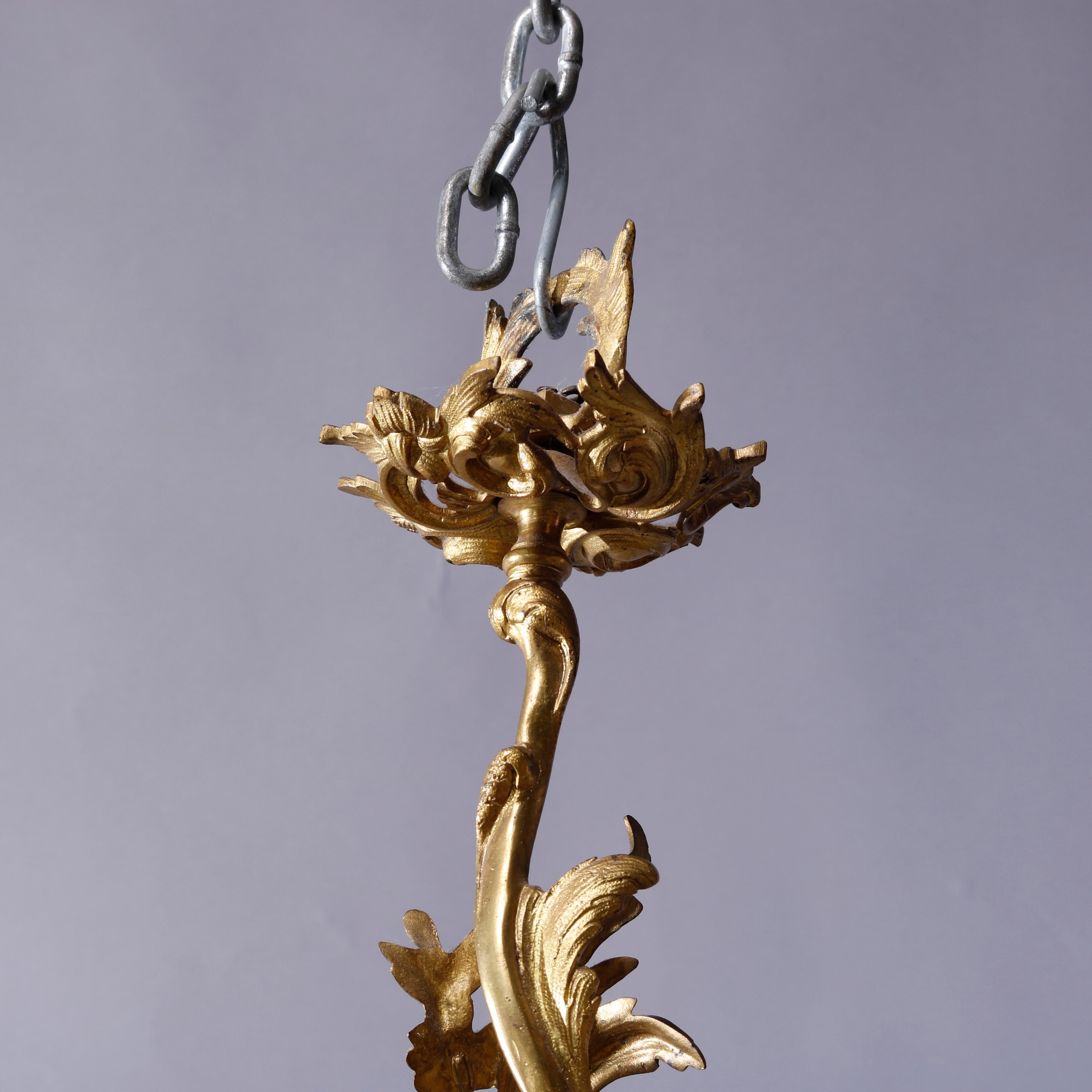 Antique French Rococo Louis XIV Style Gilt Bronze Candelabra Chandelier c1890 5