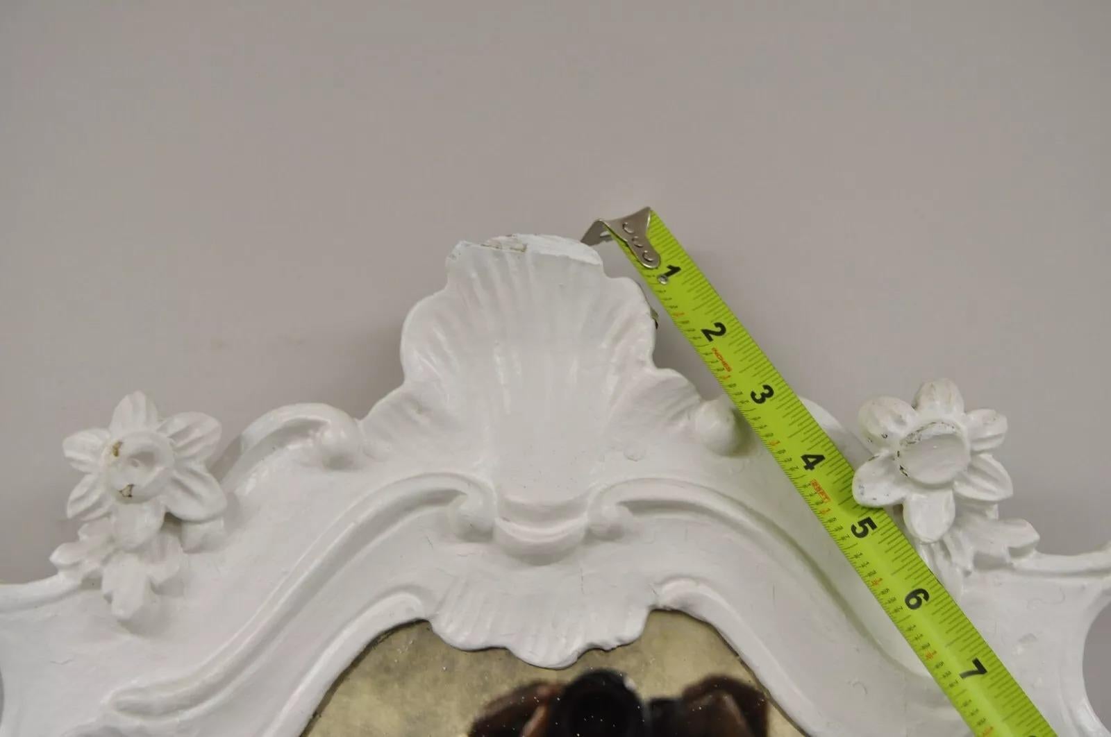 Antique French Rococo Louis XV White Carved Wood Tall Narrow Mirrors - 3 Pcs For Sale 2