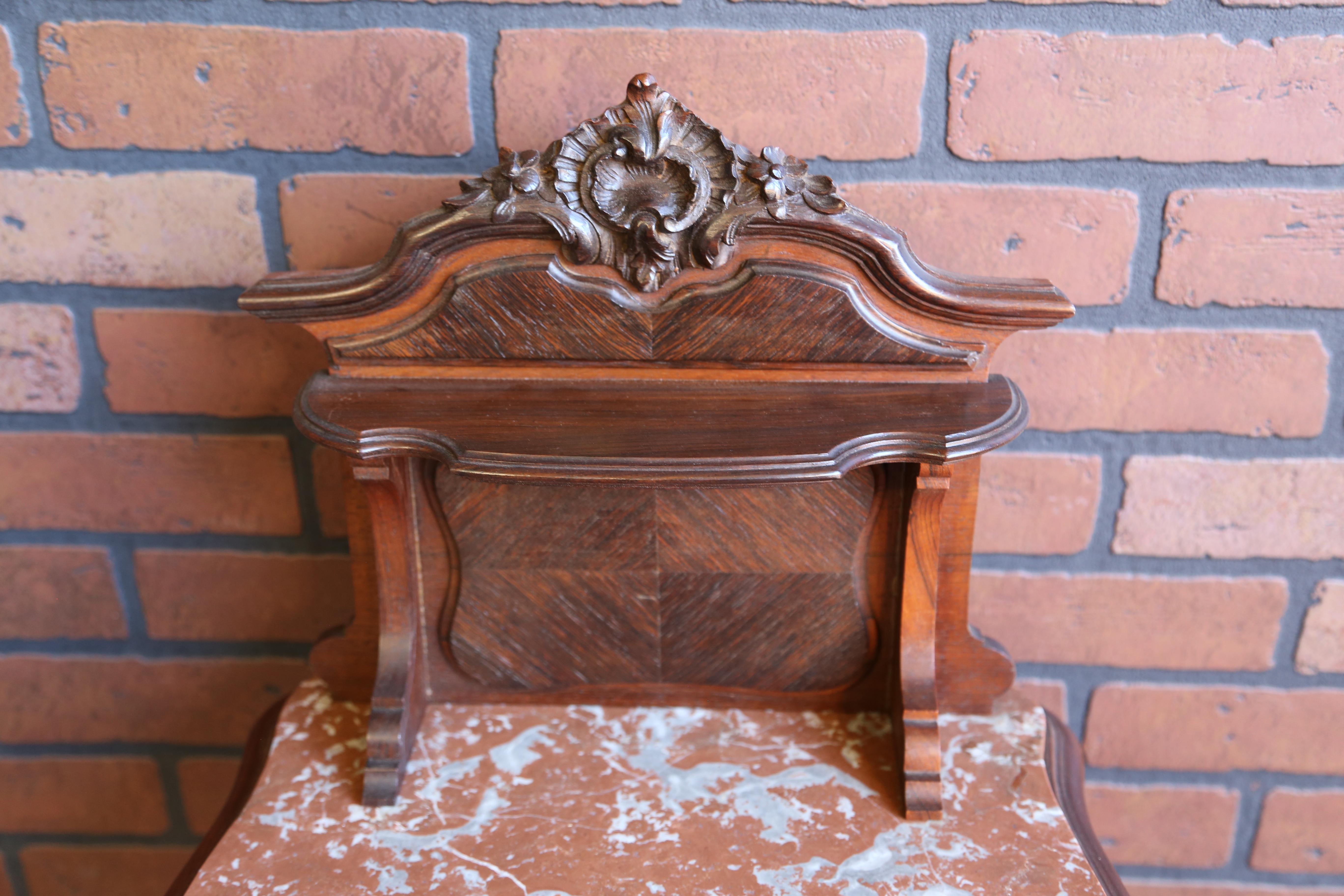 Louis XV Antique French Rococo Marble Top Nightstand For Sale