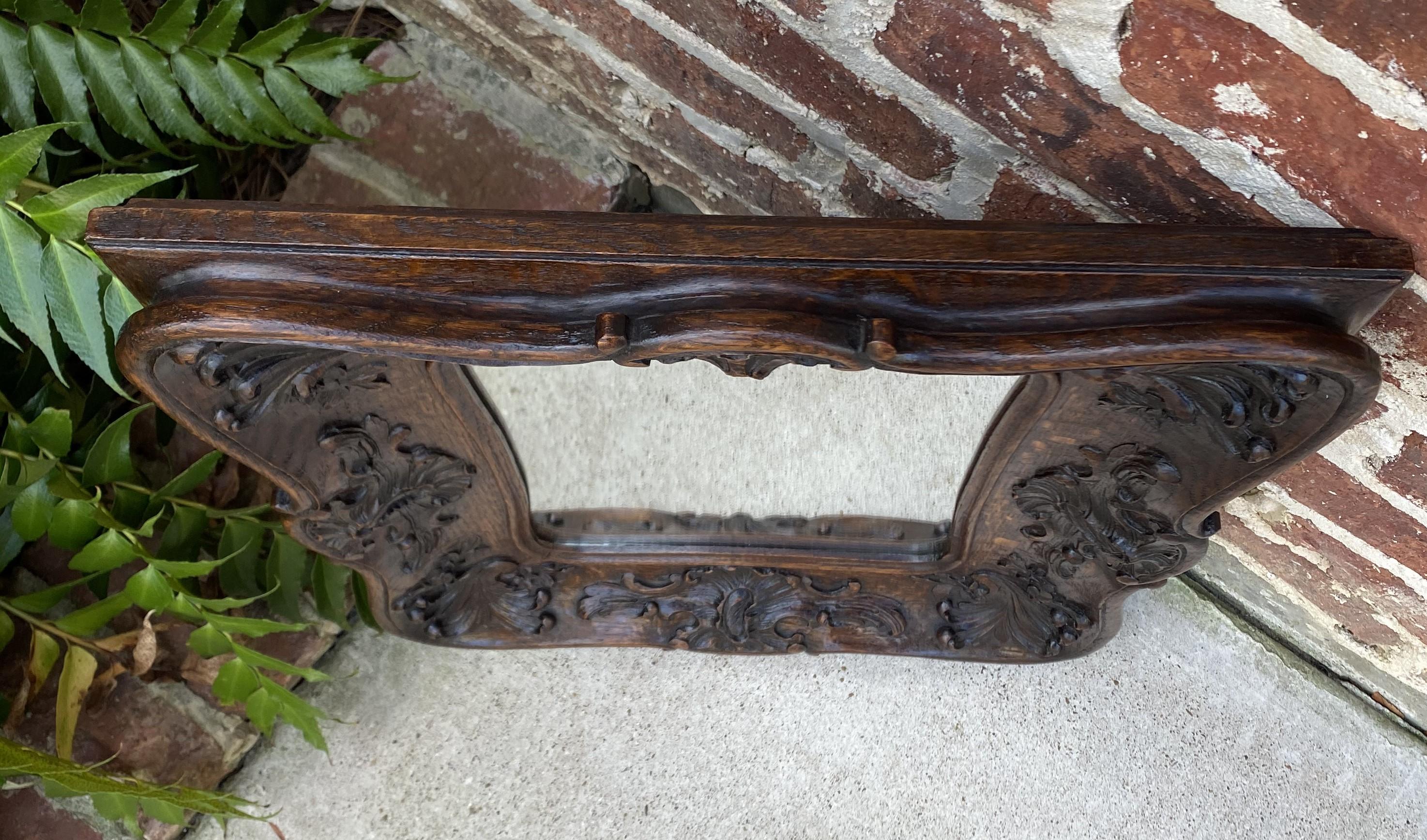 Antique French Rococo Mirror Carved Oak Wood Back Framed Wall Mirror 1920s 4