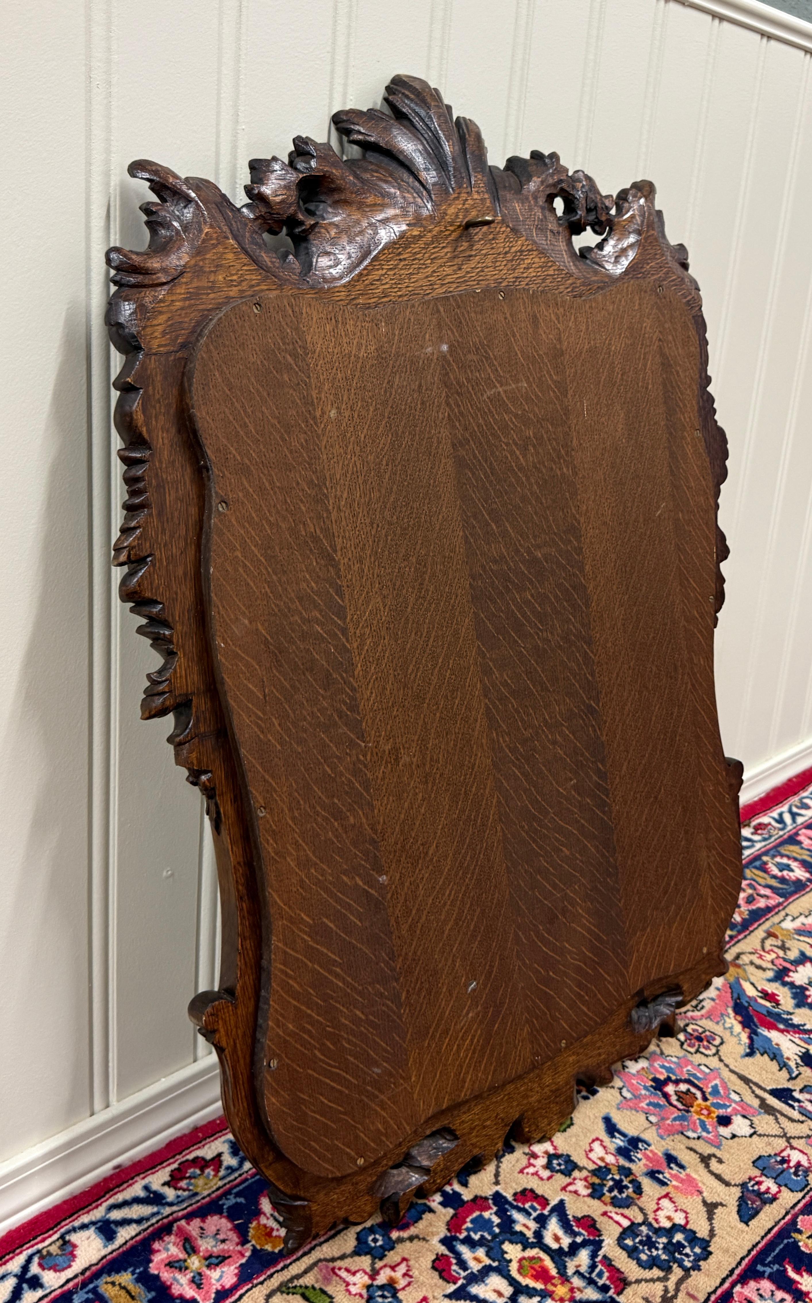 Antique French Rococo Mirror gerahmt Hanging Wall Mirror Rectangular Carved Oak im Angebot 10