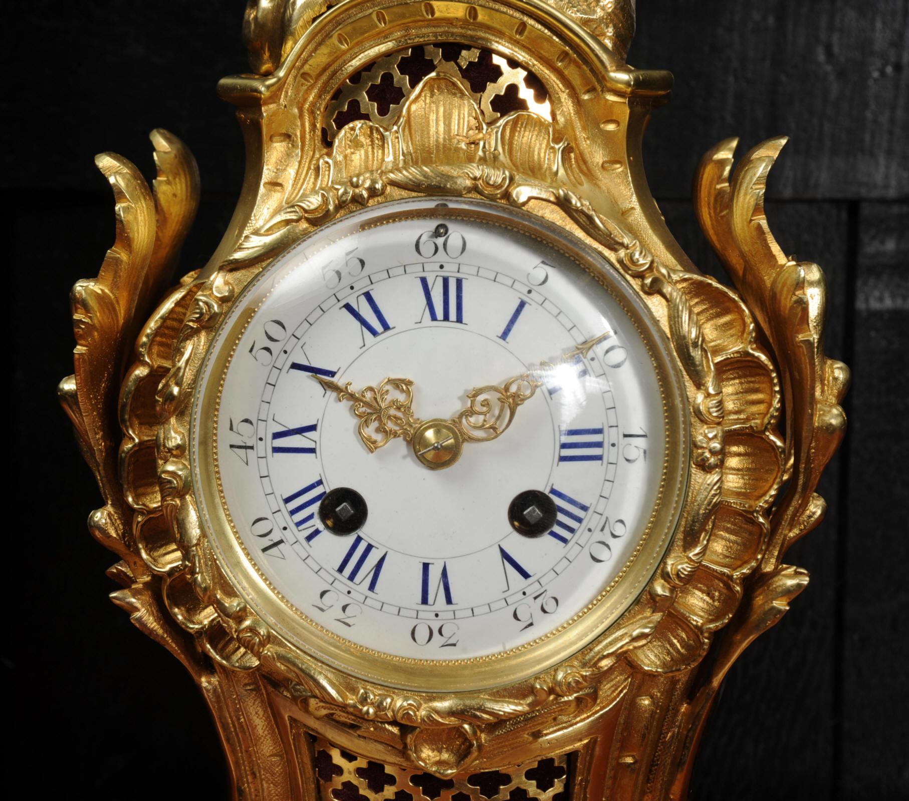 Antique French Rococo Ormolu Clock, Cupid 10