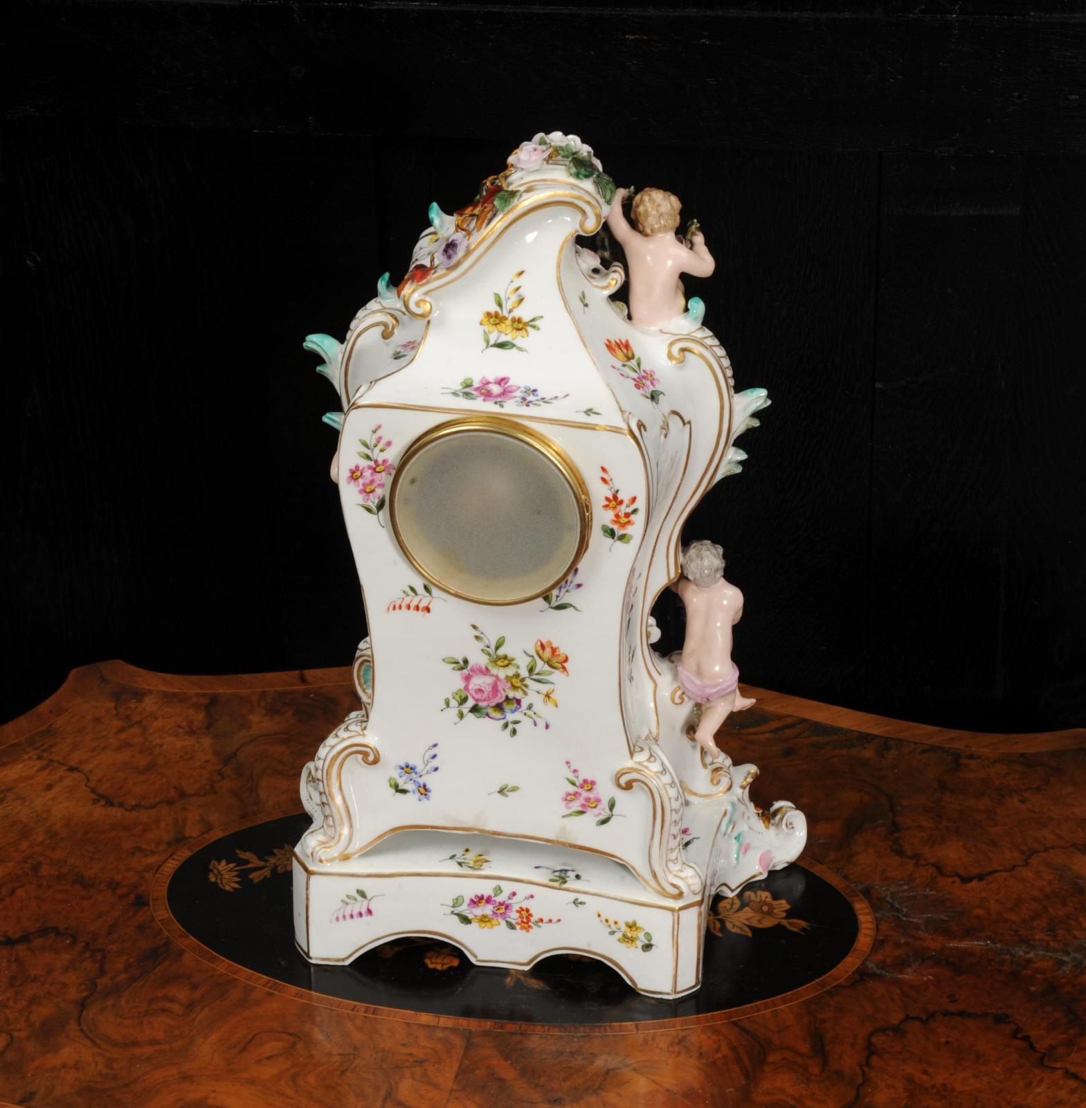 Antique French Rococo Porcelain Clock 10