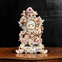 Antique French Rococo Porcelain Clock