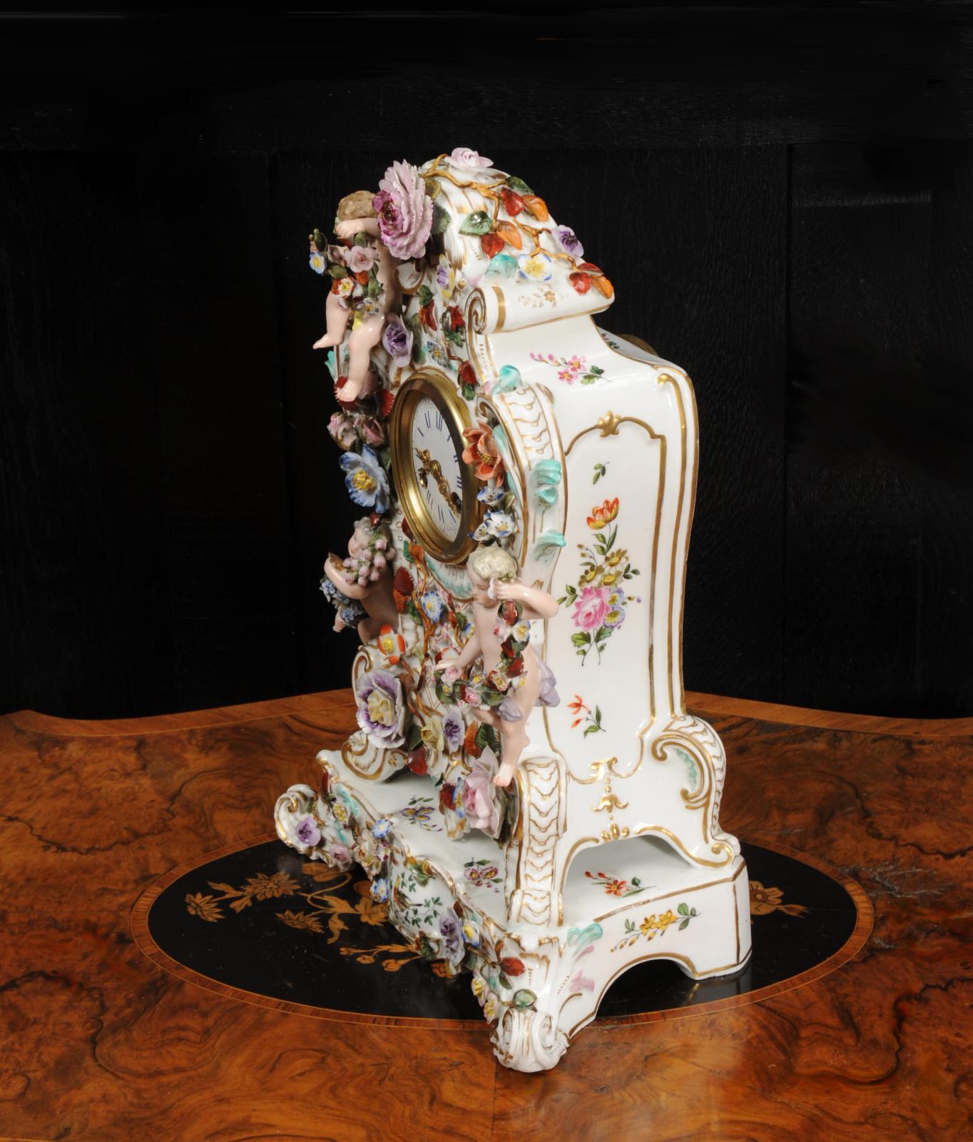 Antique French Rococo Porcelain Clock 2