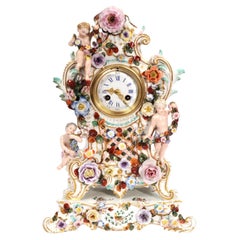 Antique French Rococo Porcelain Clock