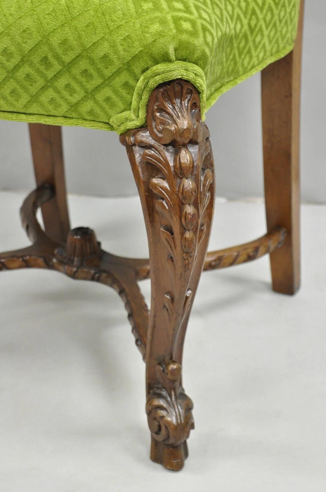 Antique French Rococo Revival Carved Walnut Dining Side Chairs - Set of 6 (Walnuss) im Angebot
