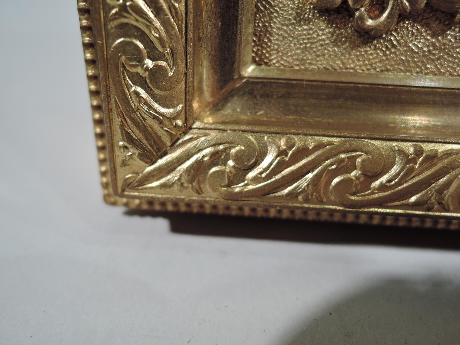 Antique French Rococo Revival Gilt Bronze and Red Enamel Picture Frame 1