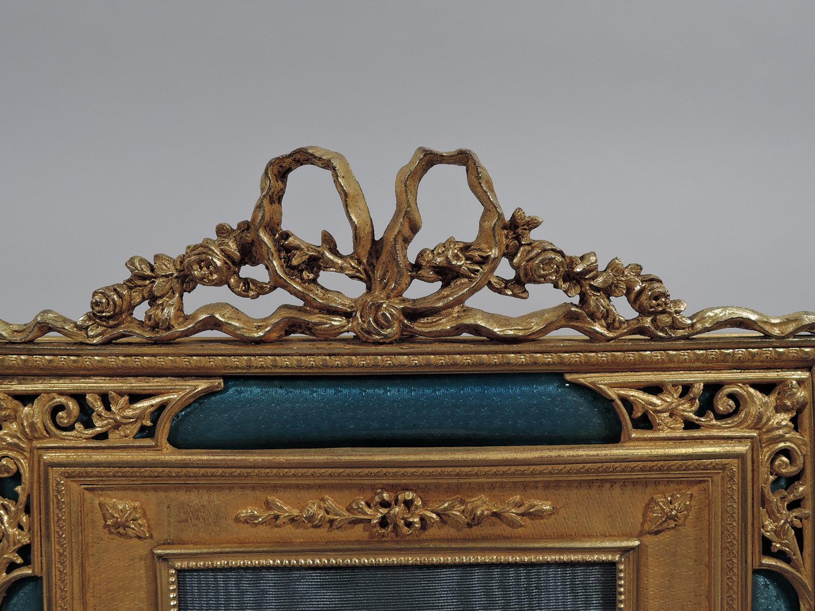 Antique French Rococo Revival Gilt Bronze and Blue Enamel Picture Frame In Excellent Condition In New York, NY