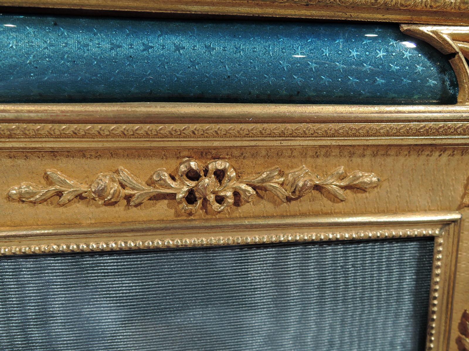 Women's or Men's Antique French Rococo Revival Gilt Bronze and Blue Enamel Picture Frame