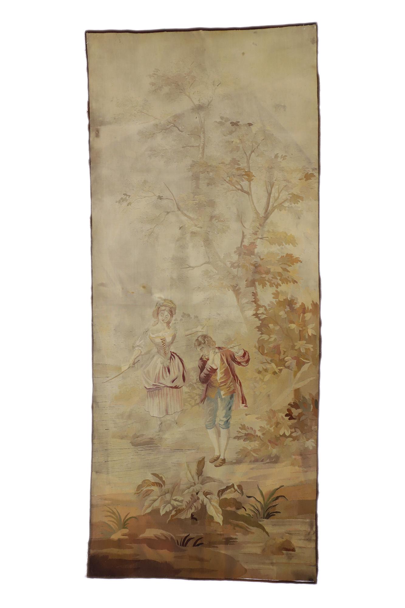 Antique French Rococo Romantic Pastoral Tapestry ispirato a Francois Boucher in vendita 1