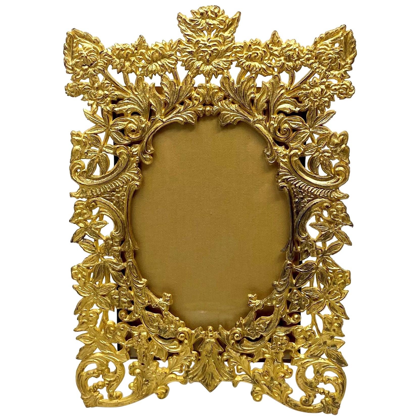 Antique French Rococo Style Bronze D'Oré Picture Frame