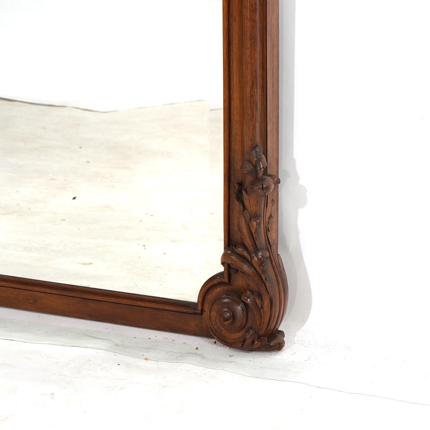 Antique French Rococo Style Carved Walnut & Marble Mirrored Console, c1880 For Sale 11