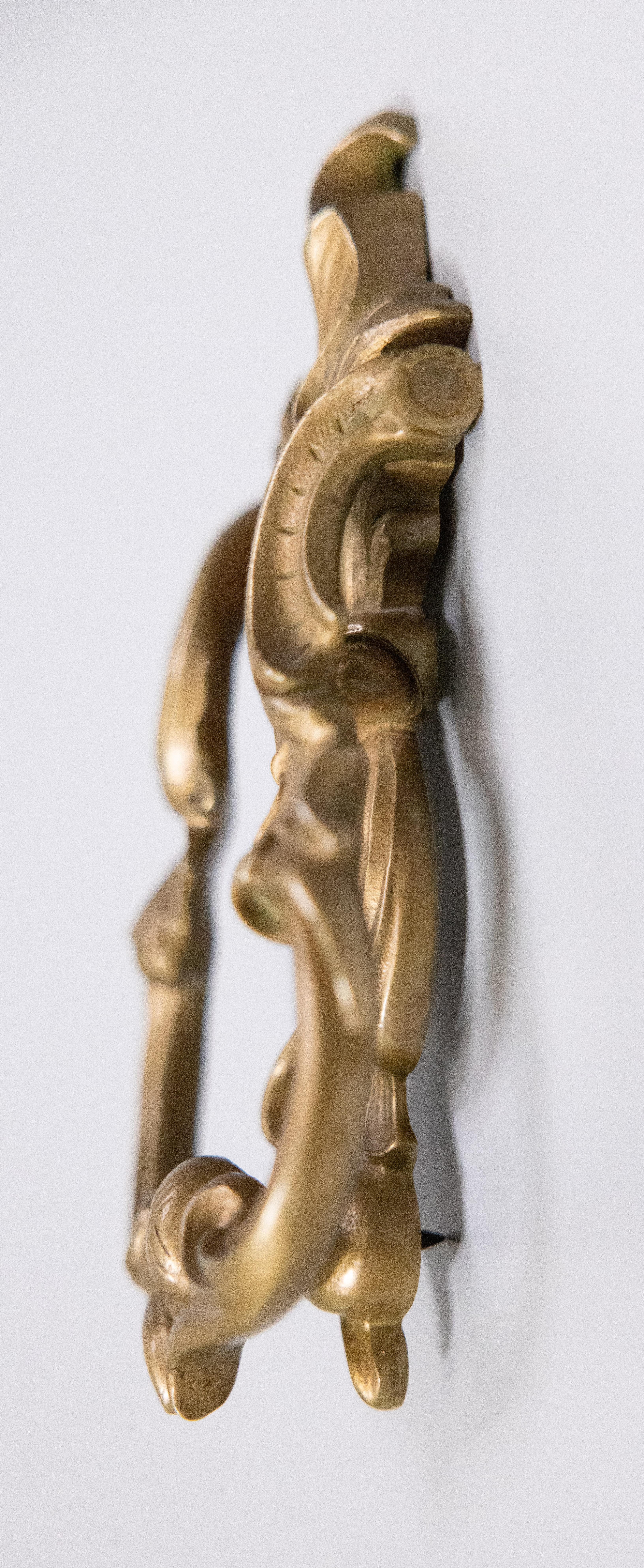 Antique French Rococo Style Gilded Bronze Door Knocker In Good Condition In Pearland, TX