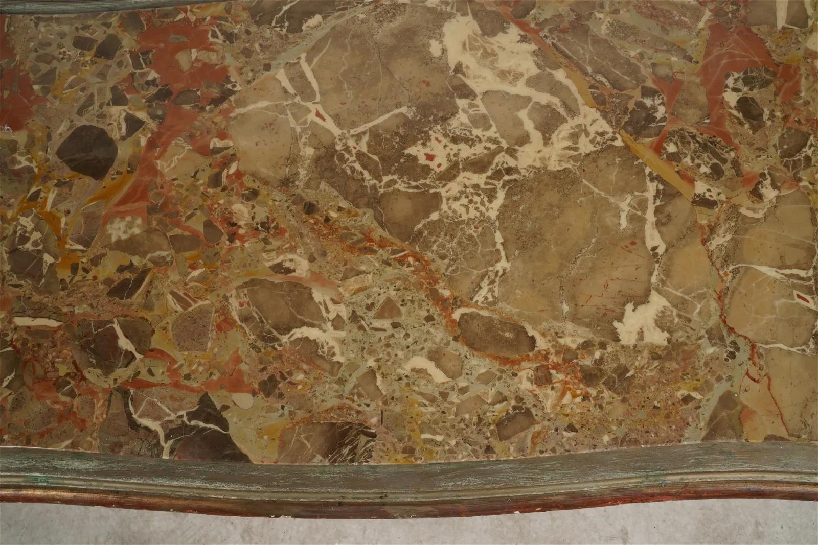 Antique French Rococo & Gilt Coffee Table w/ Marble Top Circa 1900 en vente 2