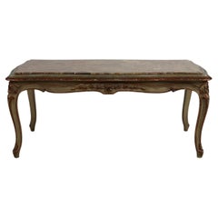 Antique French Rococo Style & Gilt Coffee Table w/ Marble Top Circa 1900