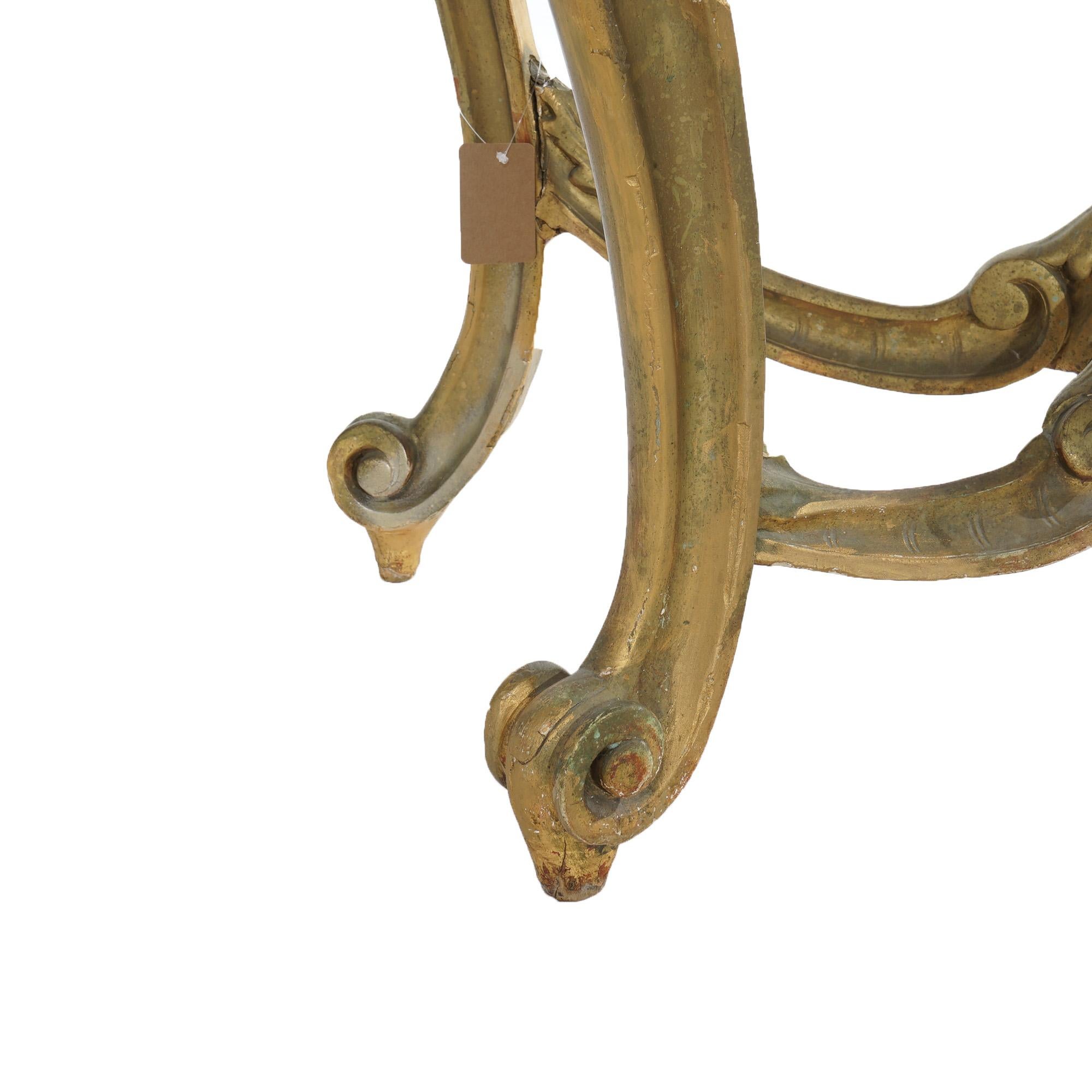 Antique French Rococo Style Giltwood & Marble Top Console Table C1890 For Sale 9
