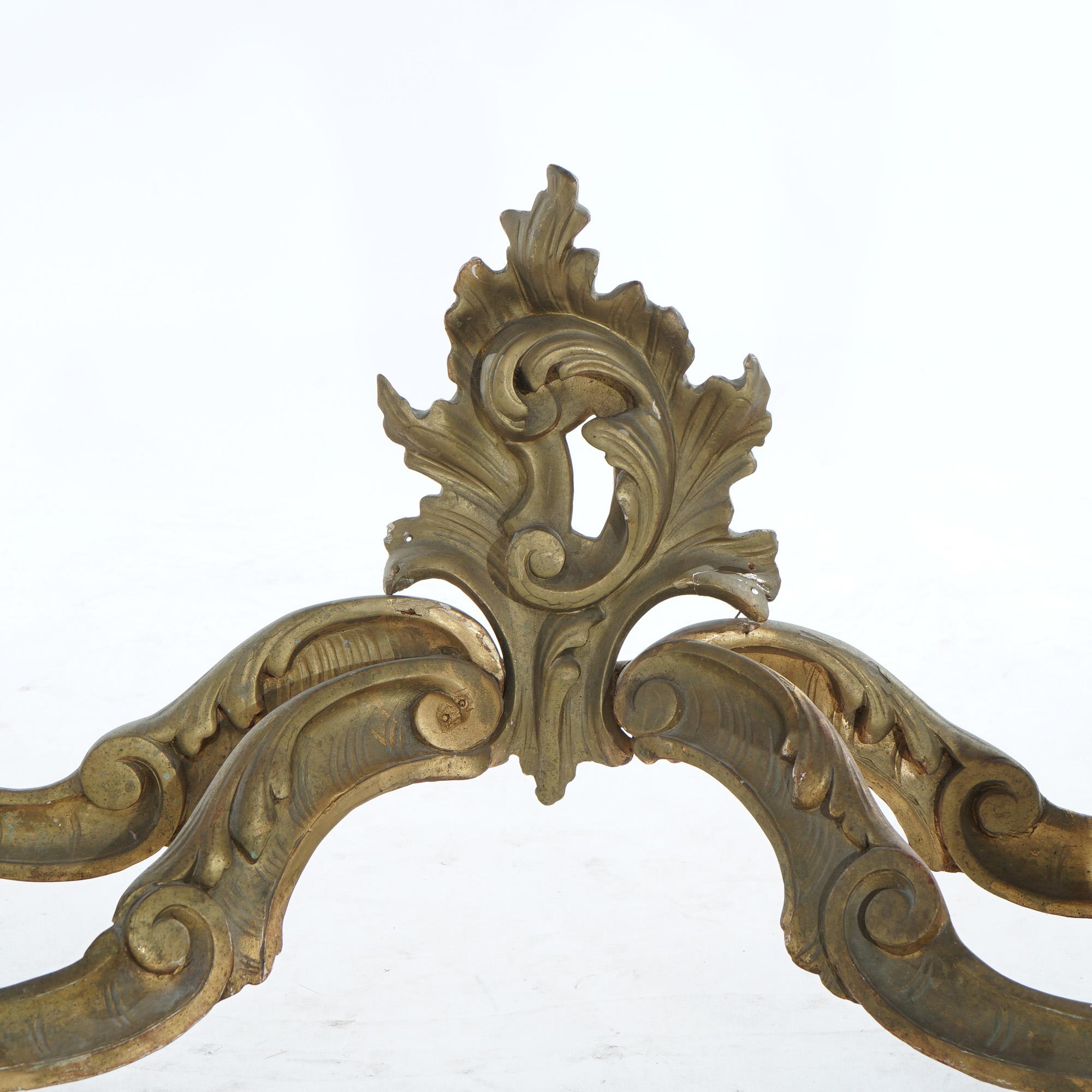 Antique French Rococo Style Giltwood & Marble Top Console Table C1890 For Sale 10