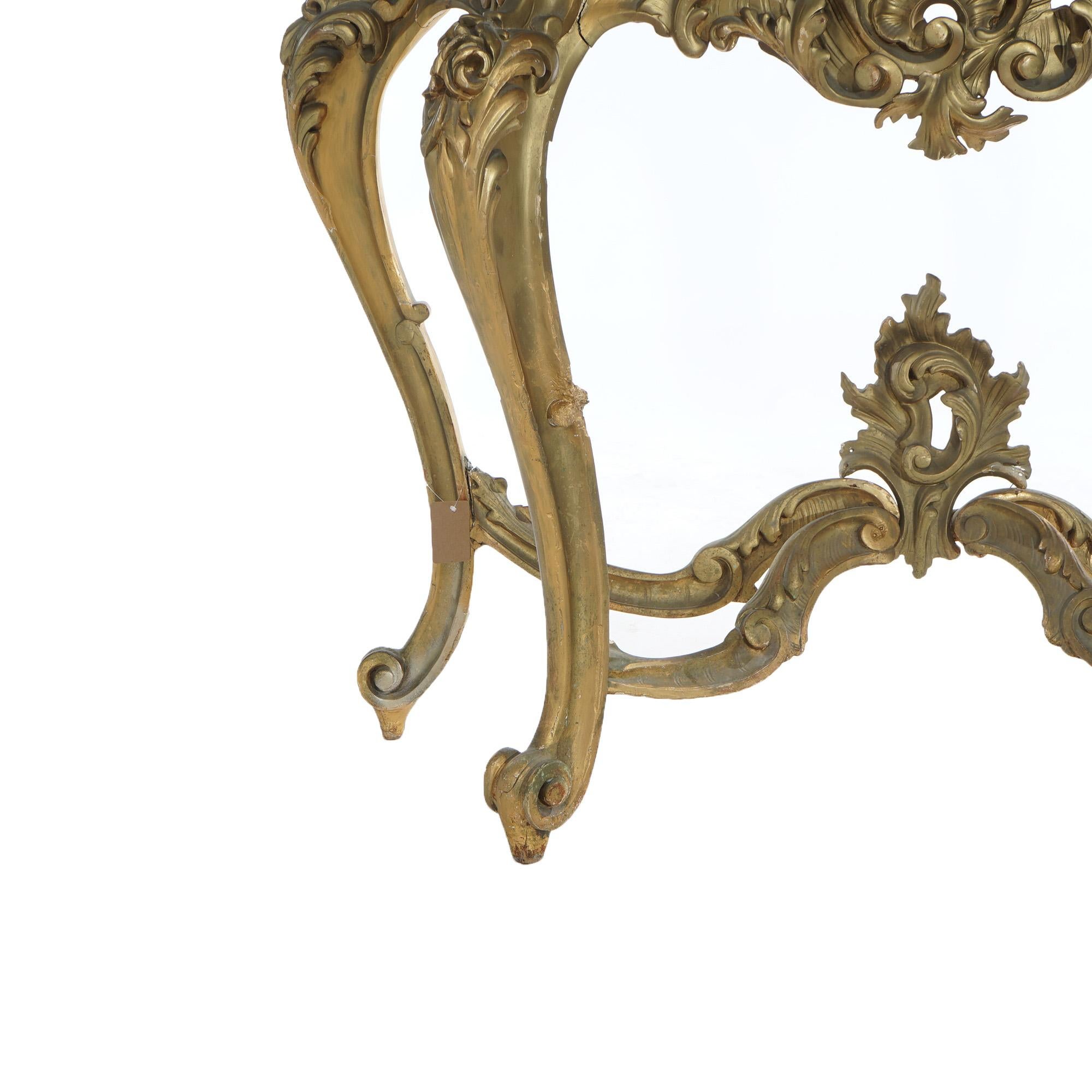 Antique French Rococo Style Giltwood & Marble Top Console Table C1890 For Sale 3