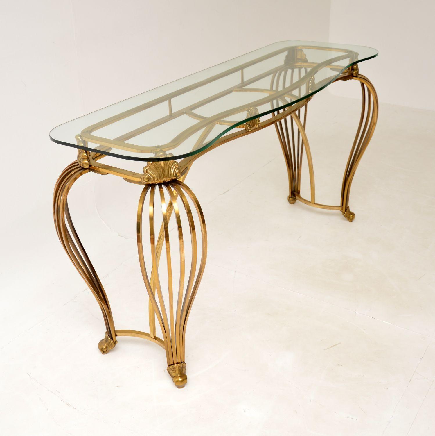 20th Century Antique French Rococo Style Solid Brass Console Table