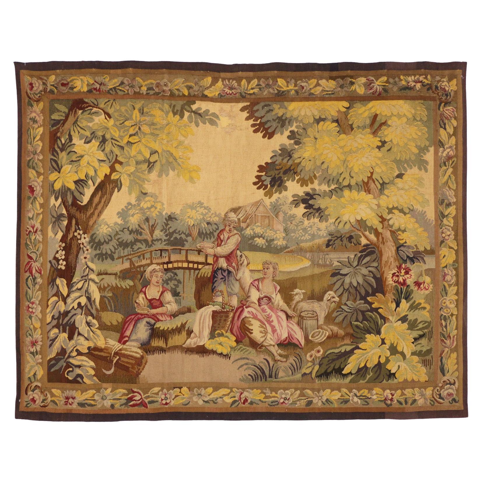 Französischer Aubusson-Wandteppich des späten 19. Jahrhunderts, inspiriert von Francois Boucher