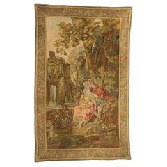 Antiguo tapiz francés de Aubusson inspirado en François Boucher 