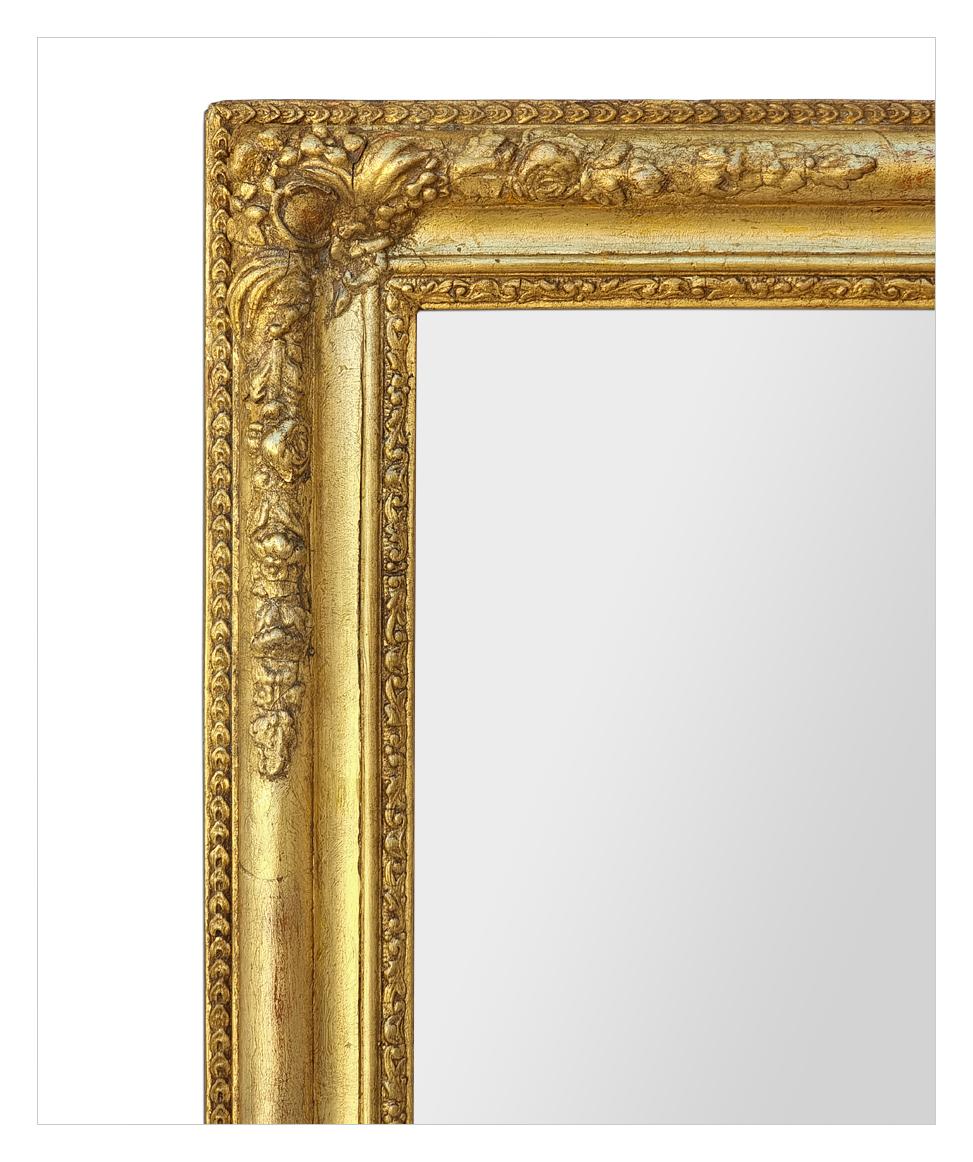Wood Antique French Romantic Period Giltwood Wall Mirror, circa 1830 For Sale