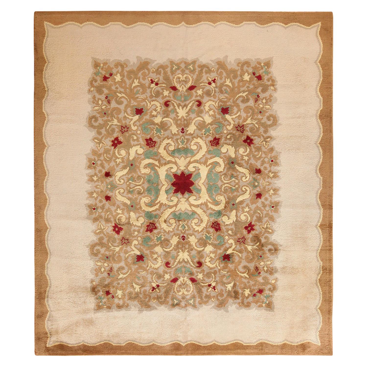 Nazmiyal Antique French Room Size Art Deco Rug. Size: 9 ft 10 in x 11 ft 7 in