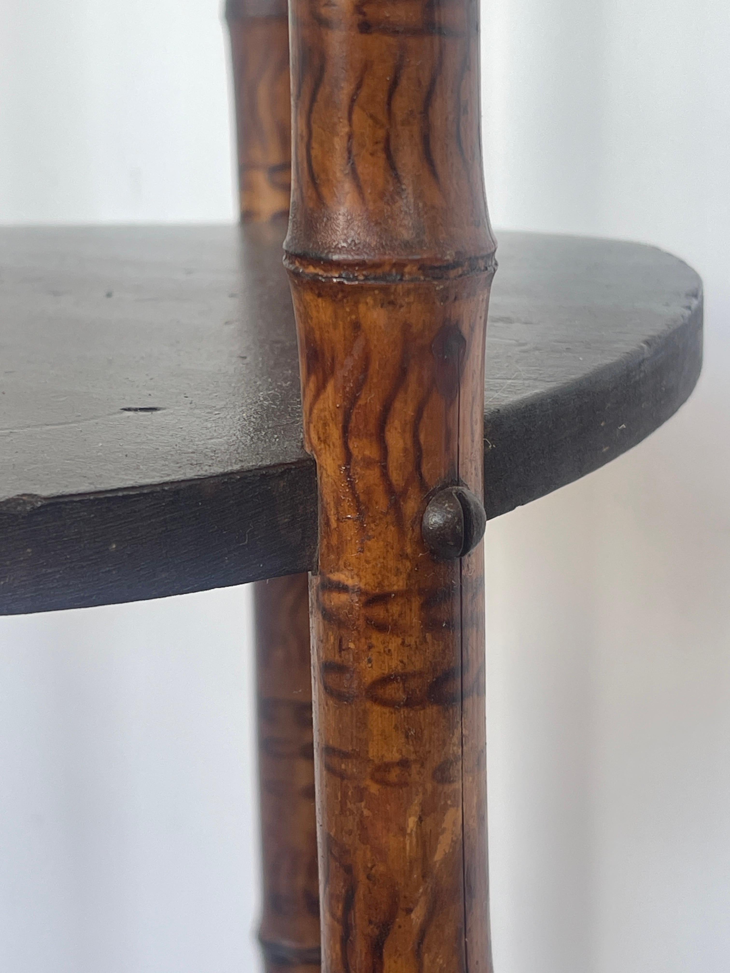 Antique French Root Bamboo & Wood Three Tier Stand C.1900 4