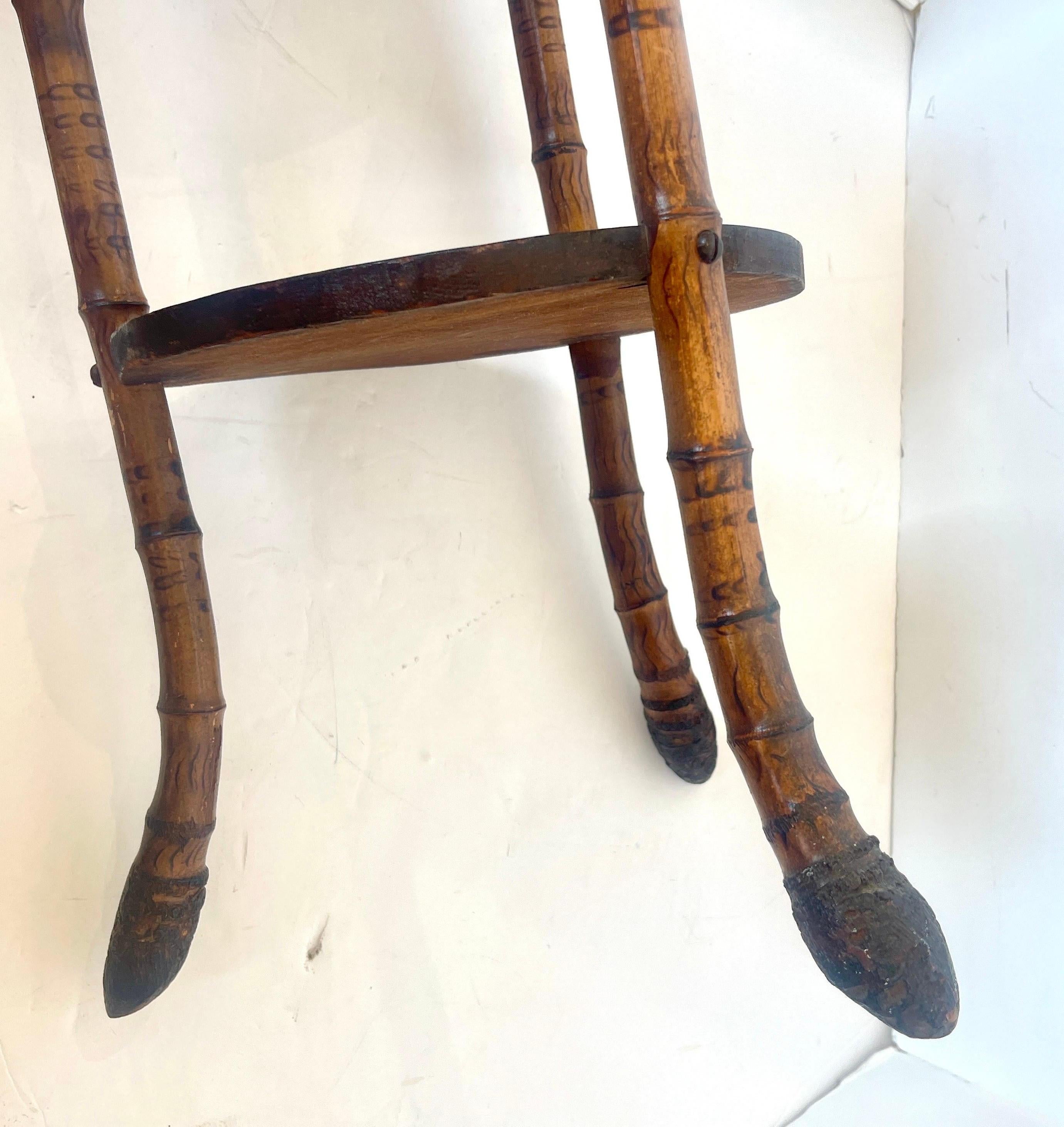 Hand-Crafted Antique French Root Bamboo & Wood Three Tier Stand C.1900