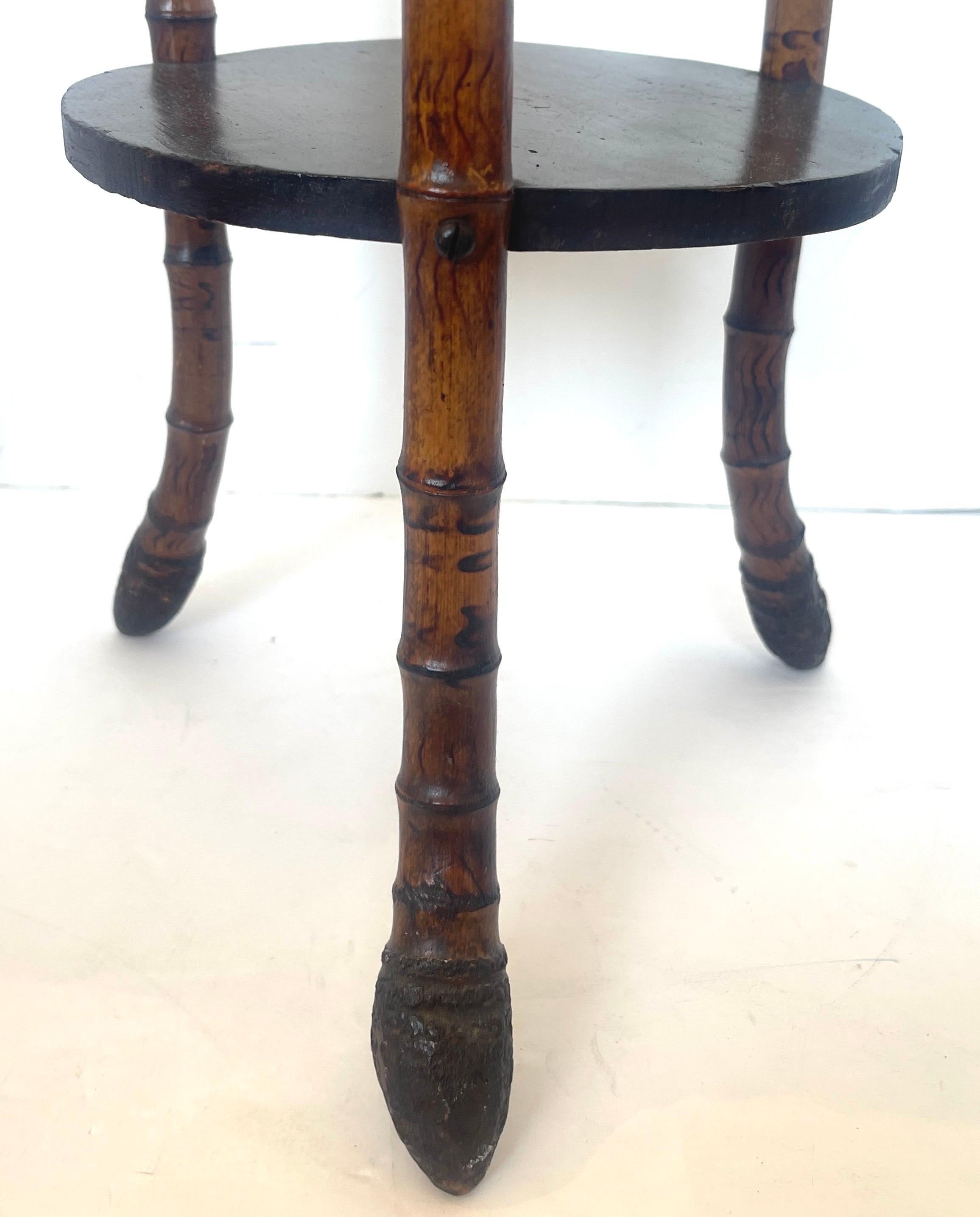 Antique French Root Bamboo & Wood Three Tier Stand C.1900 In Good Condition In West Palm Beach, FL
