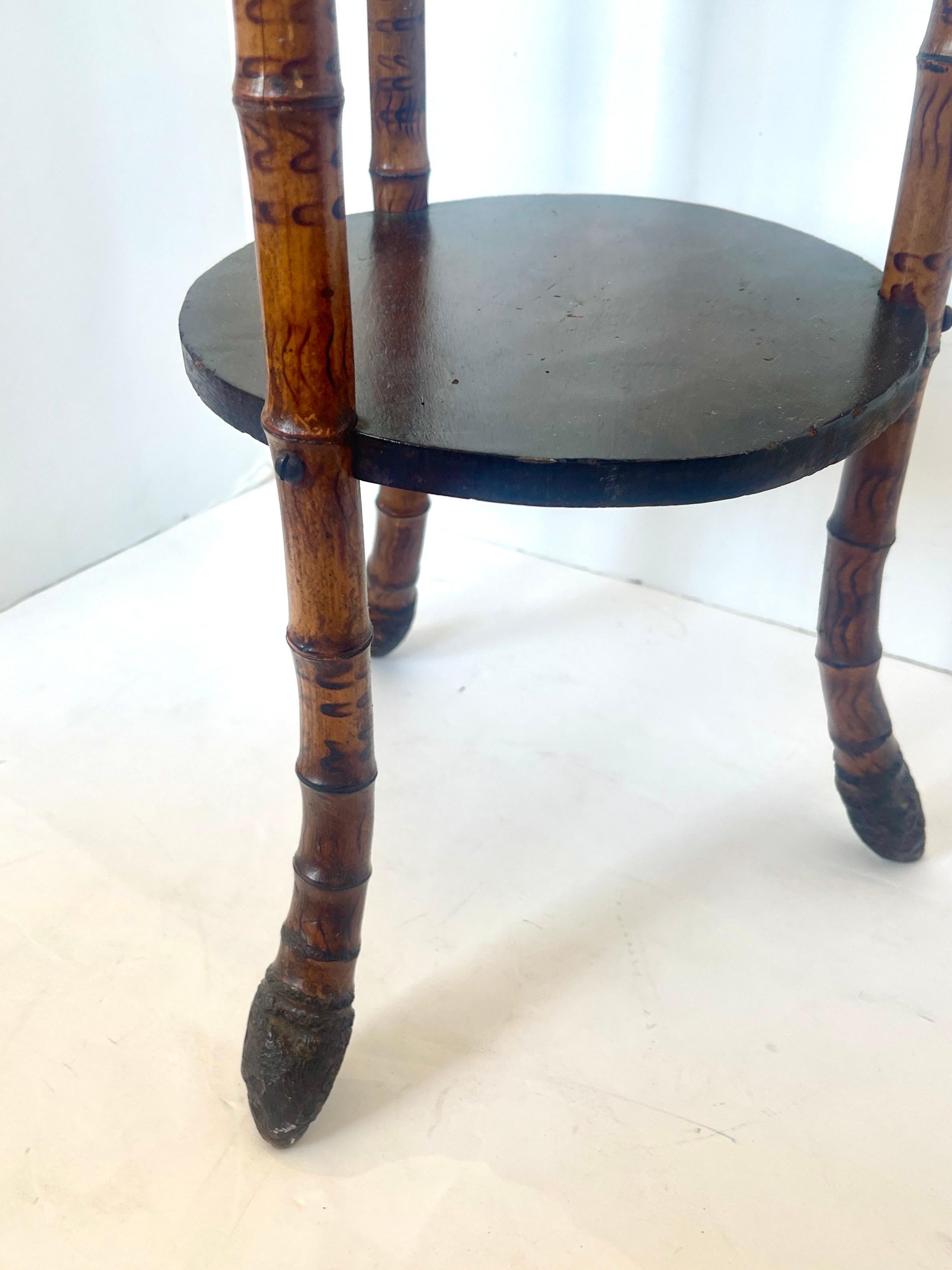 Early 20th Century Antique French Root Bamboo & Wood Three Tier Stand C.1900