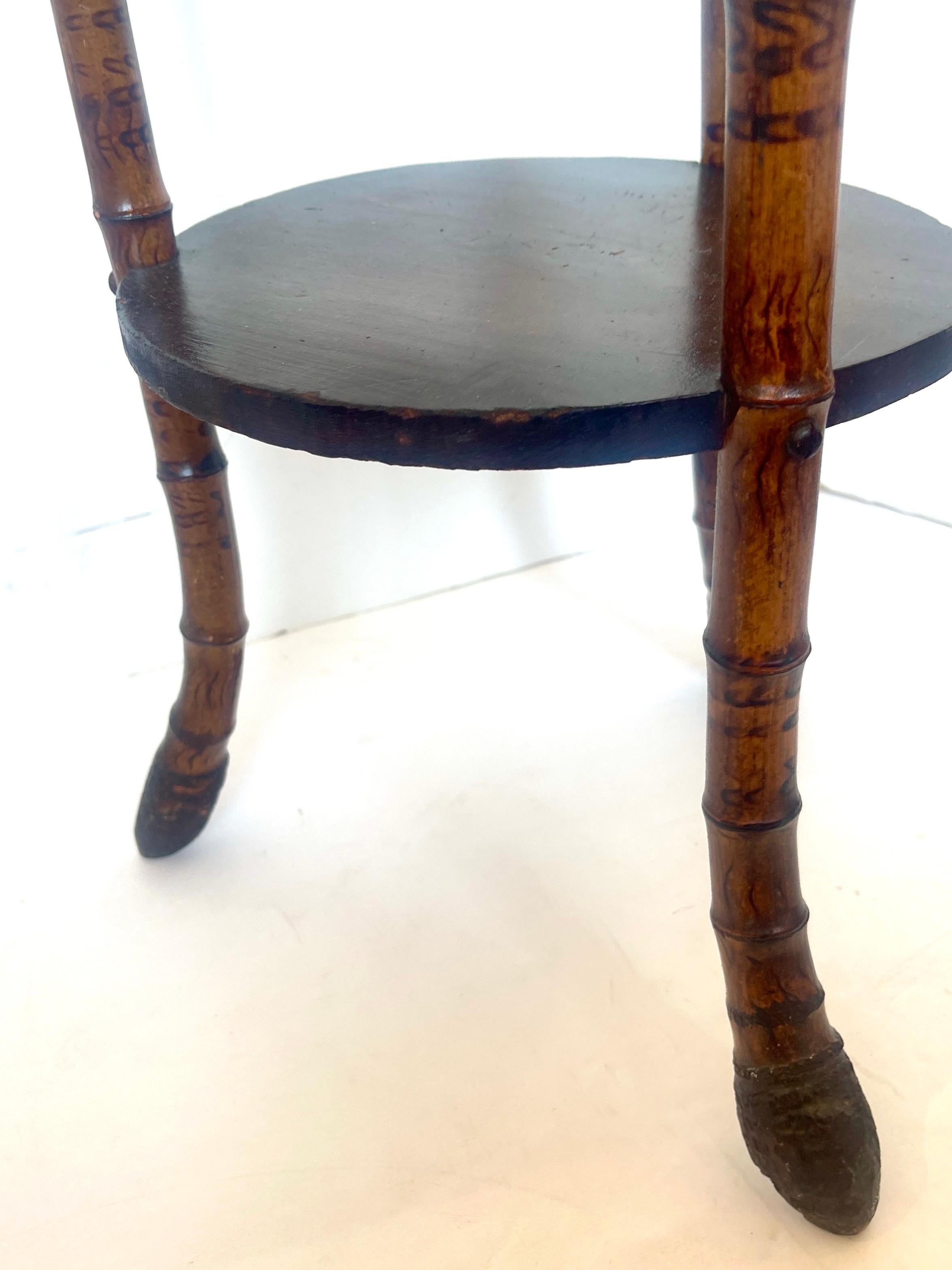 Antique French Root Bamboo & Wood Three Tier Stand C.1900 1