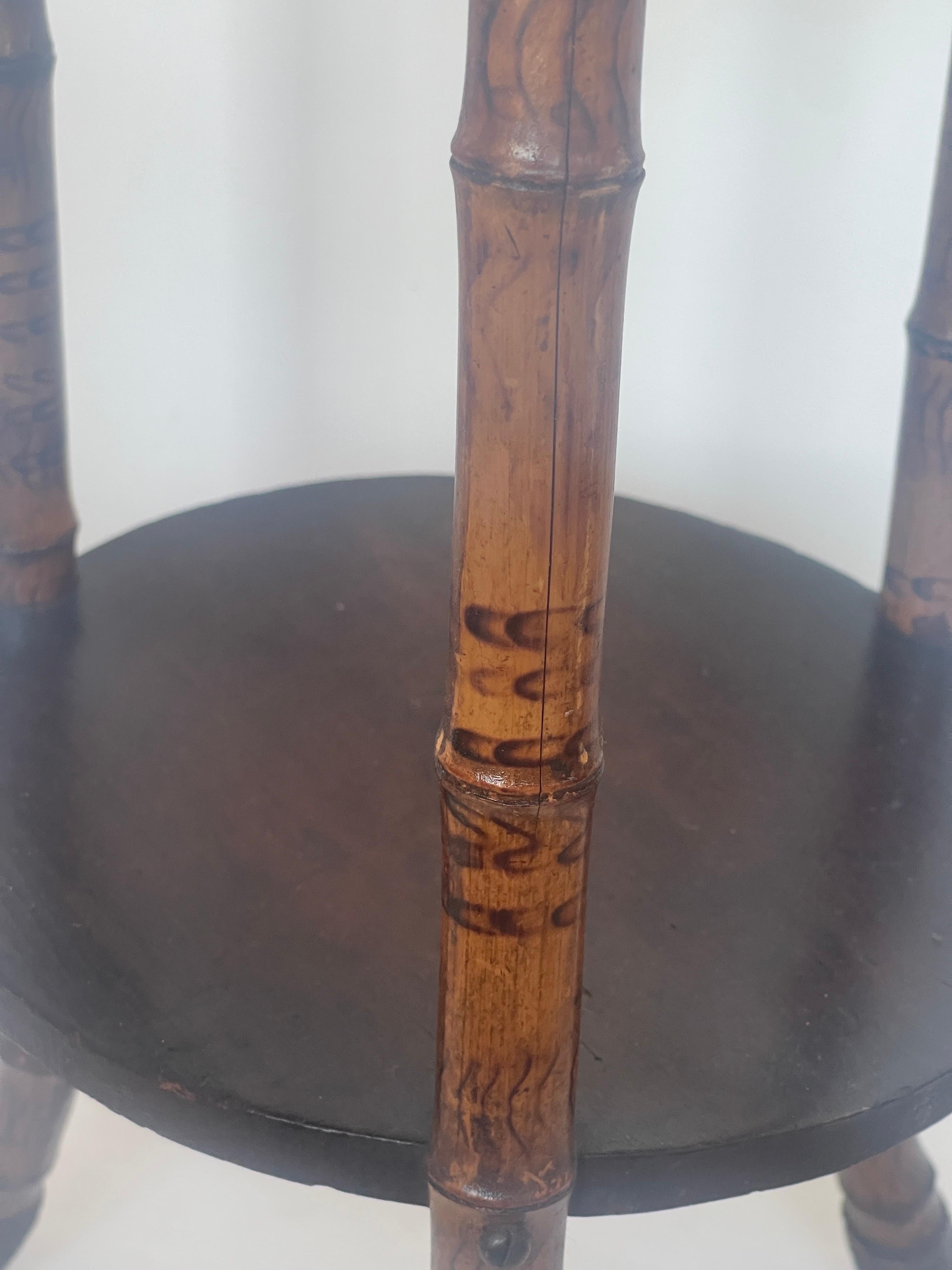 Antique French Root Bamboo & Wood Three Tier Stand C.1900 2