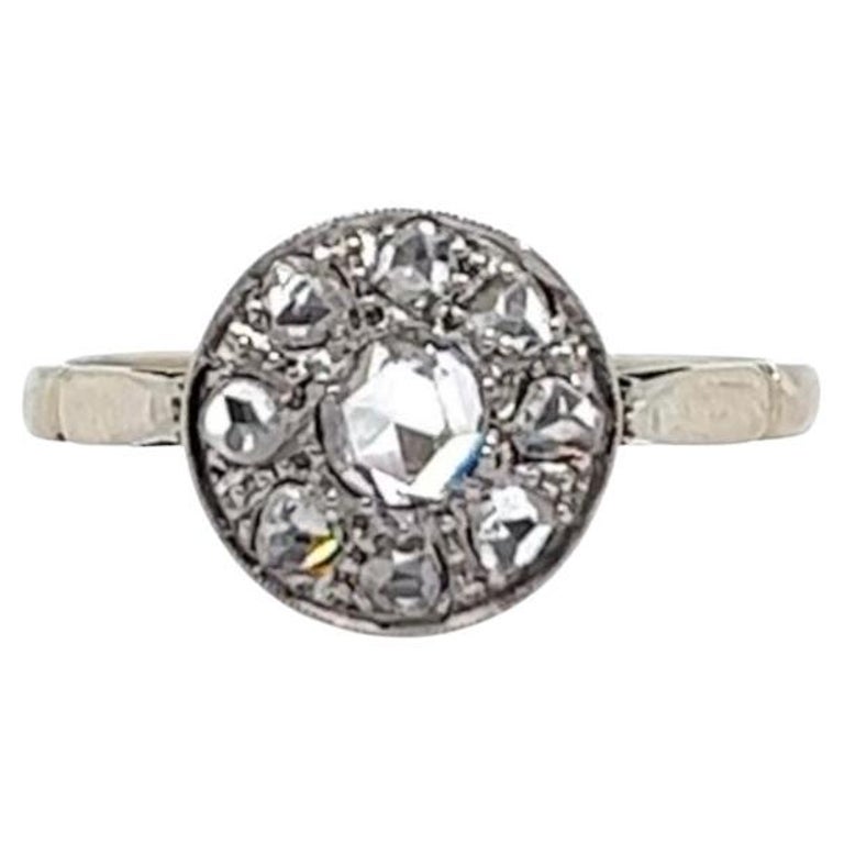 Antique French Rose Cut Diamond 18 Karat Gold Cluster Ring For Sale at ...