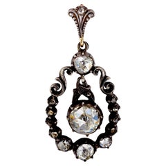 Pendentif en argent avec diamant français ancien taillé en rose