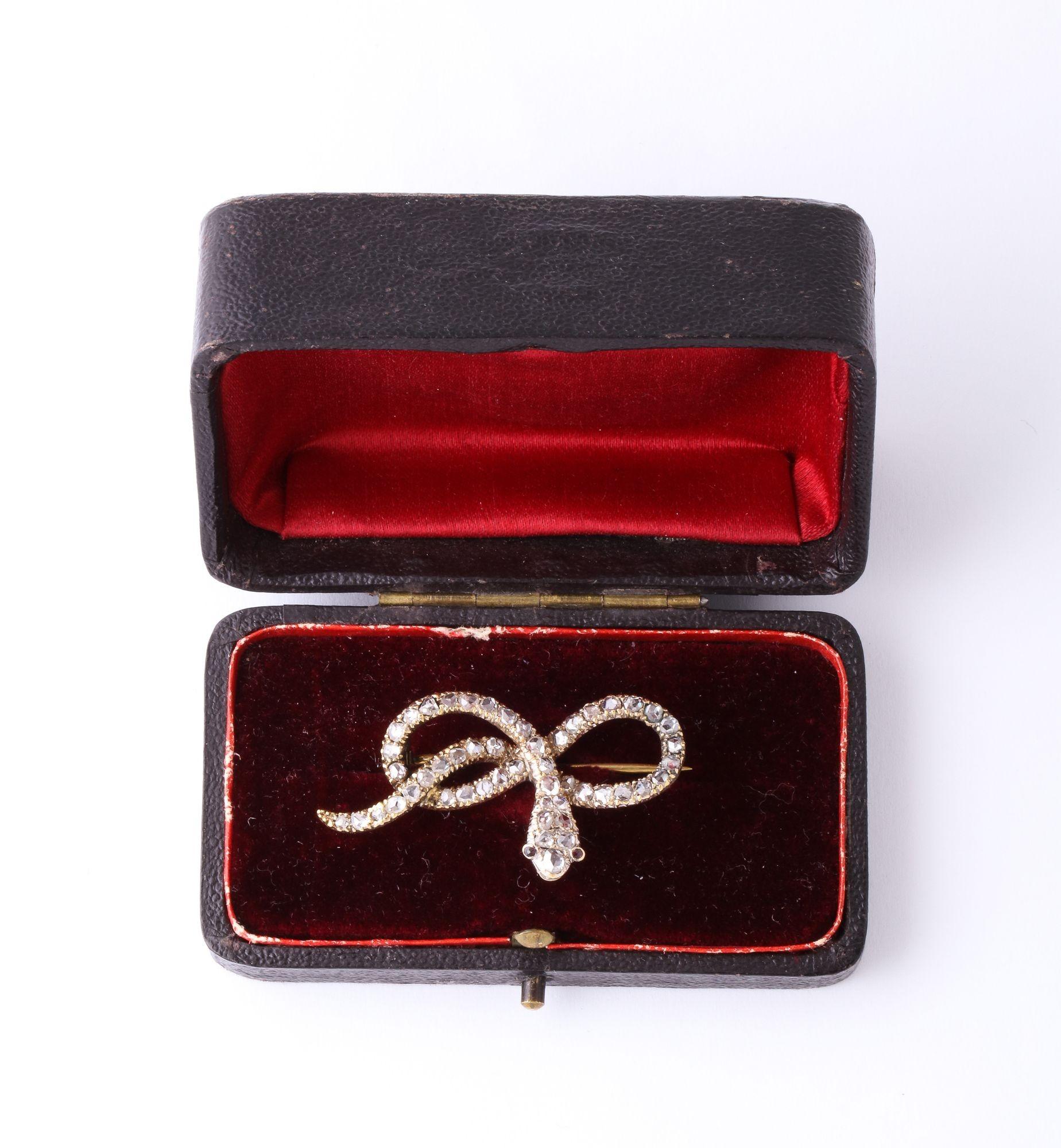 Antique French Rose Diamond 'Infinity' Snake Brooch 2
