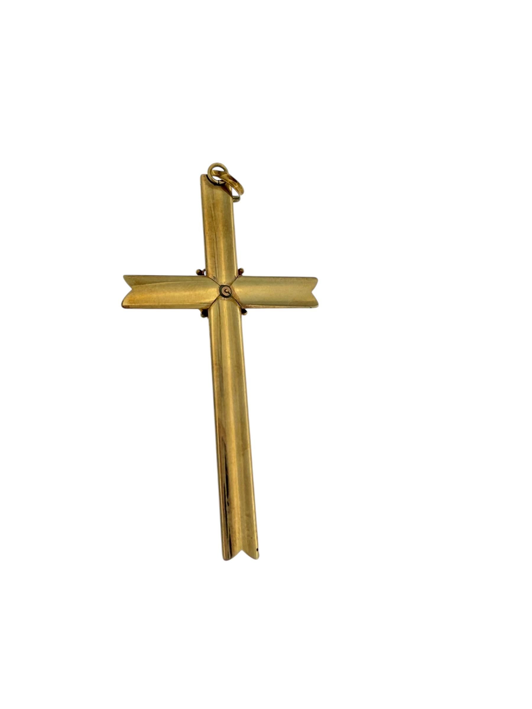 da uomo o donna Antique French Croce in oro rosa con filigrana e perle in vendita