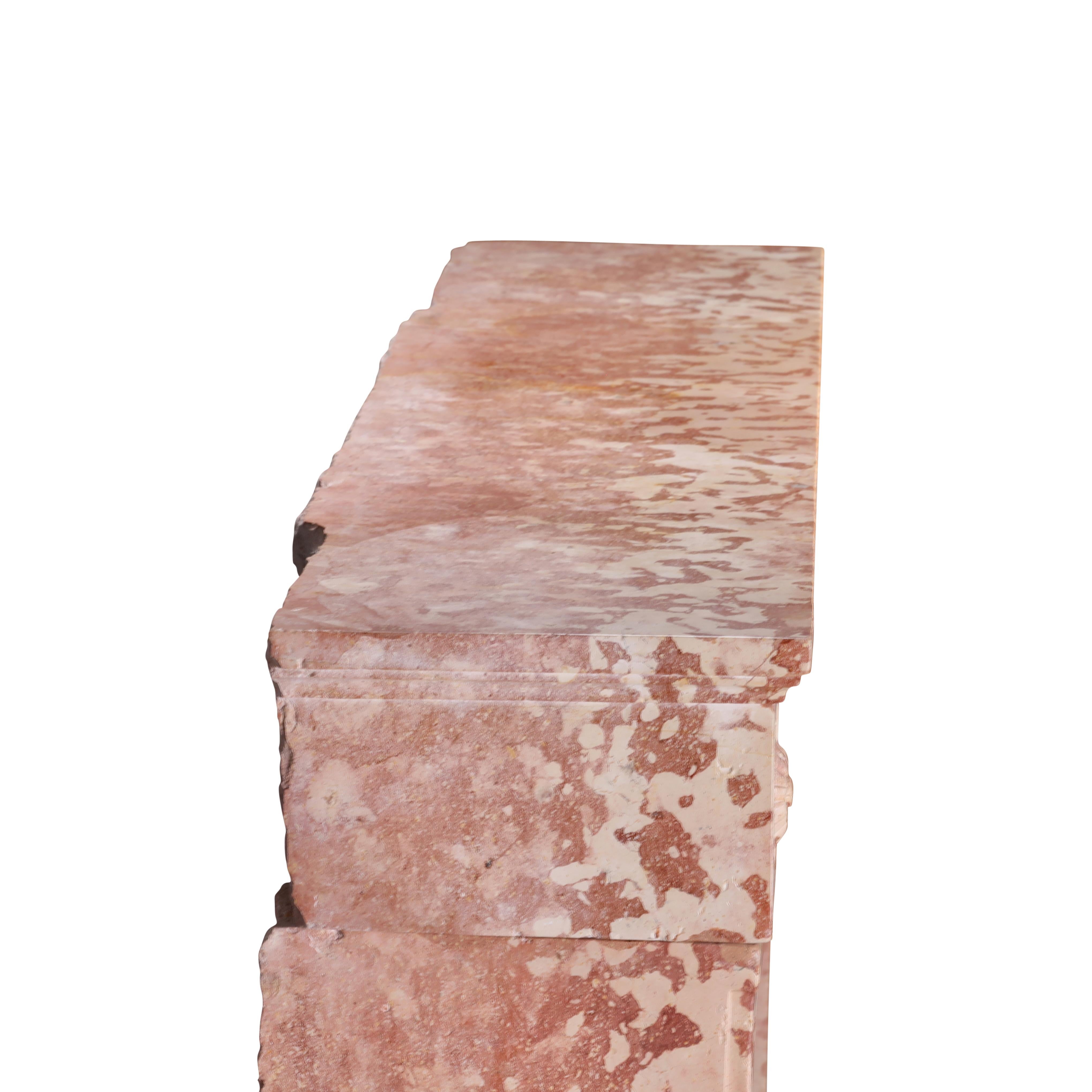 Antique French Rosé Marble Stone Fireplace Surround 18th Century Ever Stylish in vendita 10