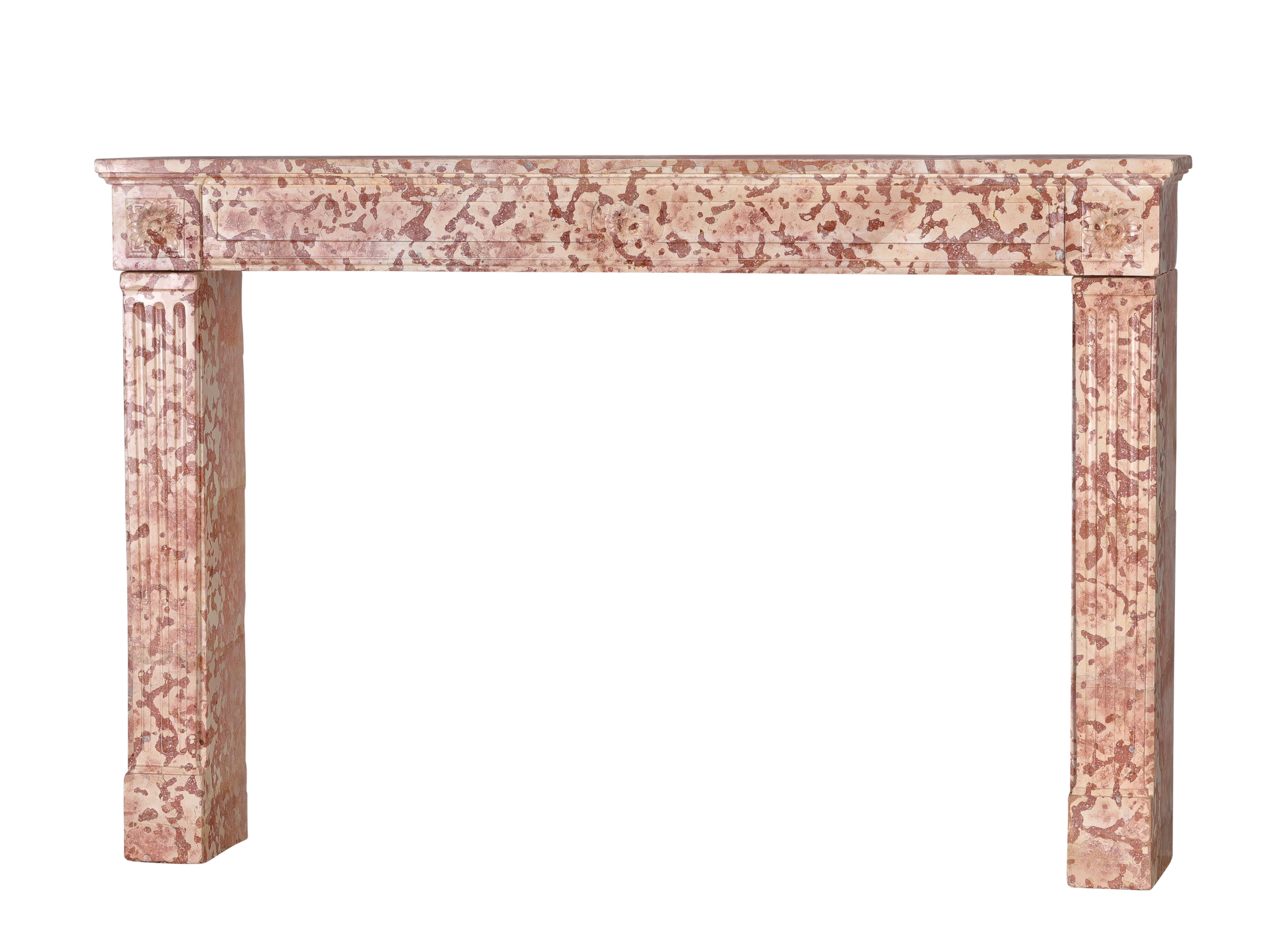 Pietra Antique French Rosé Marble Stone Fireplace Surround 18th Century Ever Stylish in vendita