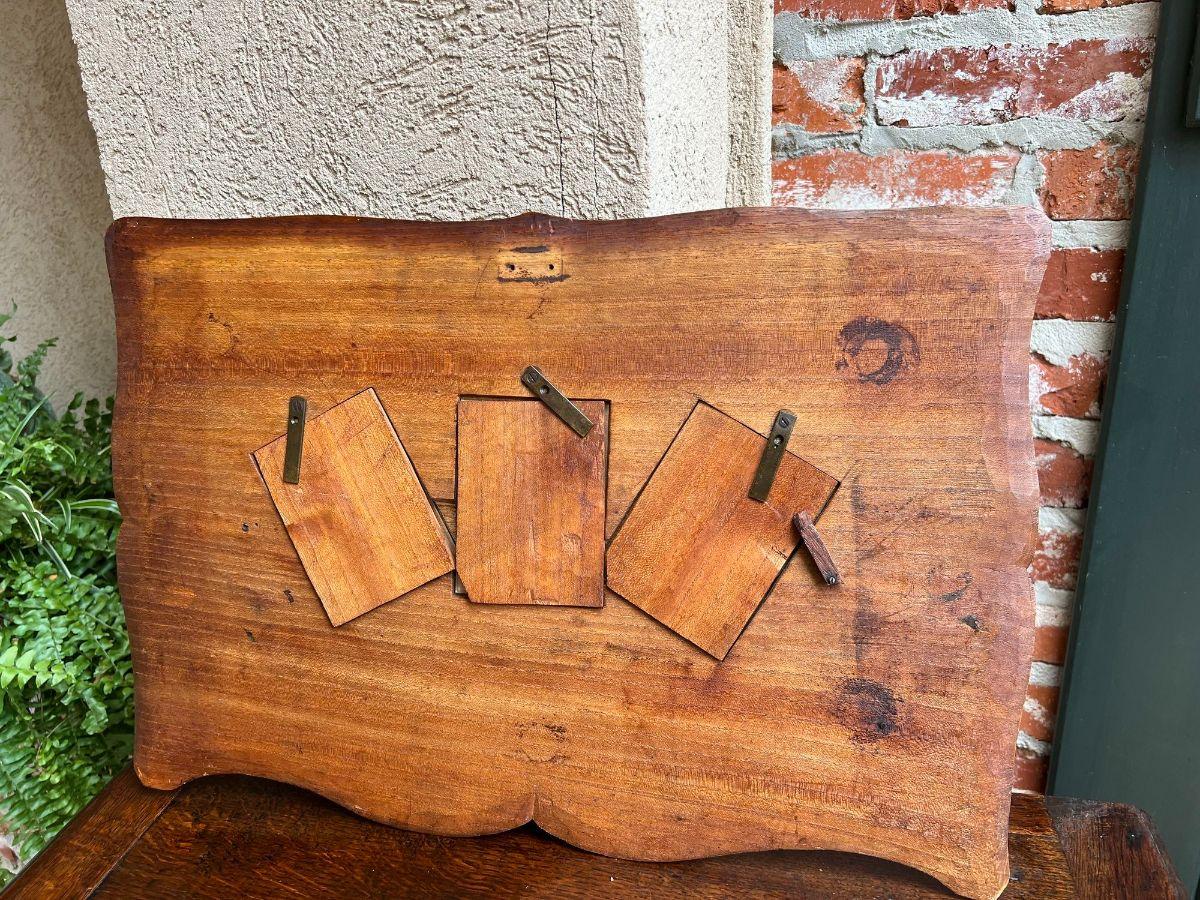 Antique French Rose Triple Oval Picture Frame Carved Oak Black Forest, c1890 5